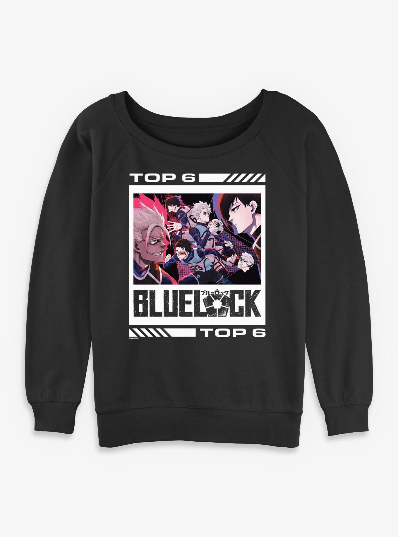 Blue Lock Top 6 Players Girls Slouchy Sweatshirt, BLACK, hi-res view 1