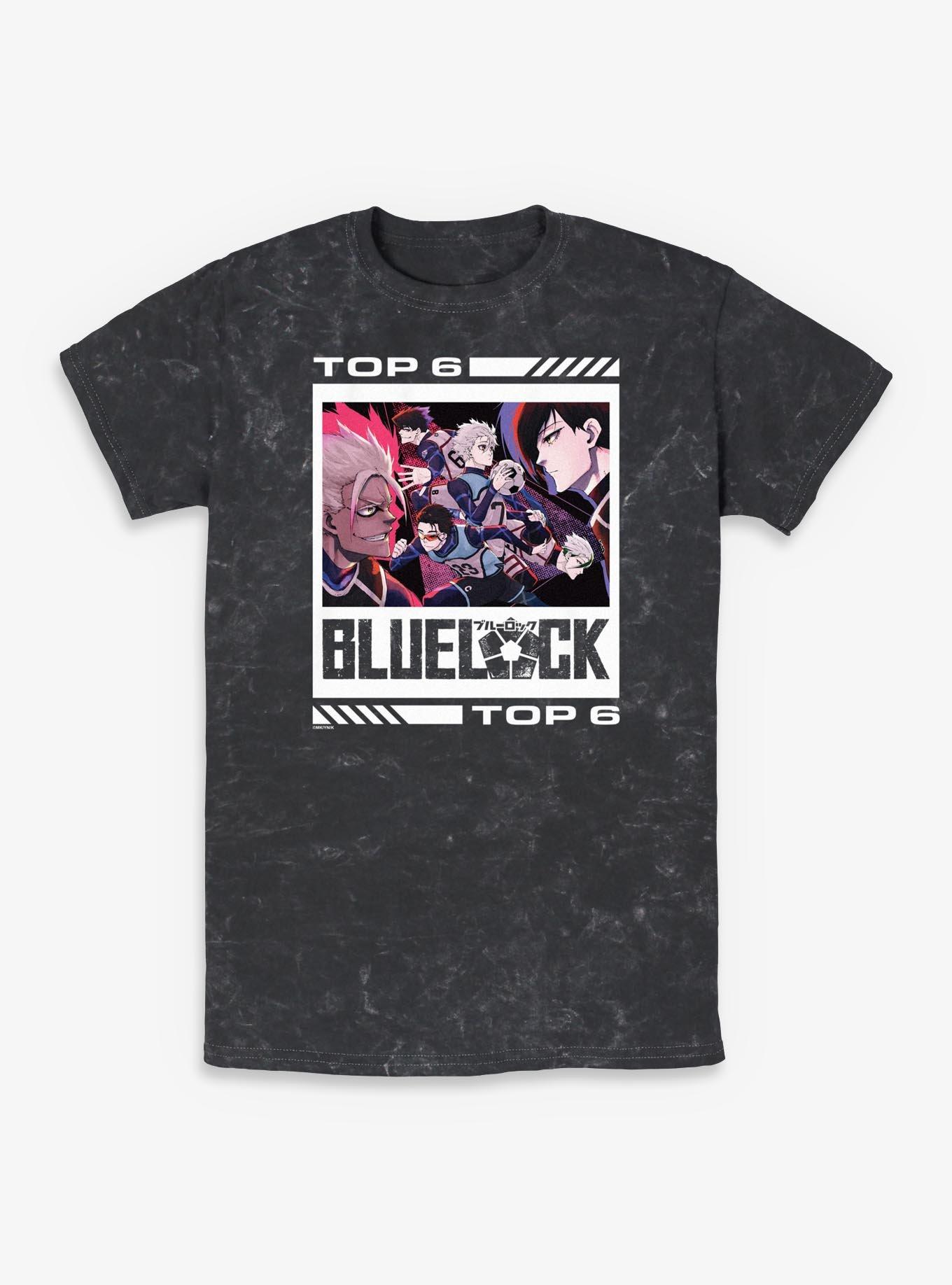 Blue Lock Top 6 Players Mineral Wash T-Shirt, BLACK, hi-res view 1