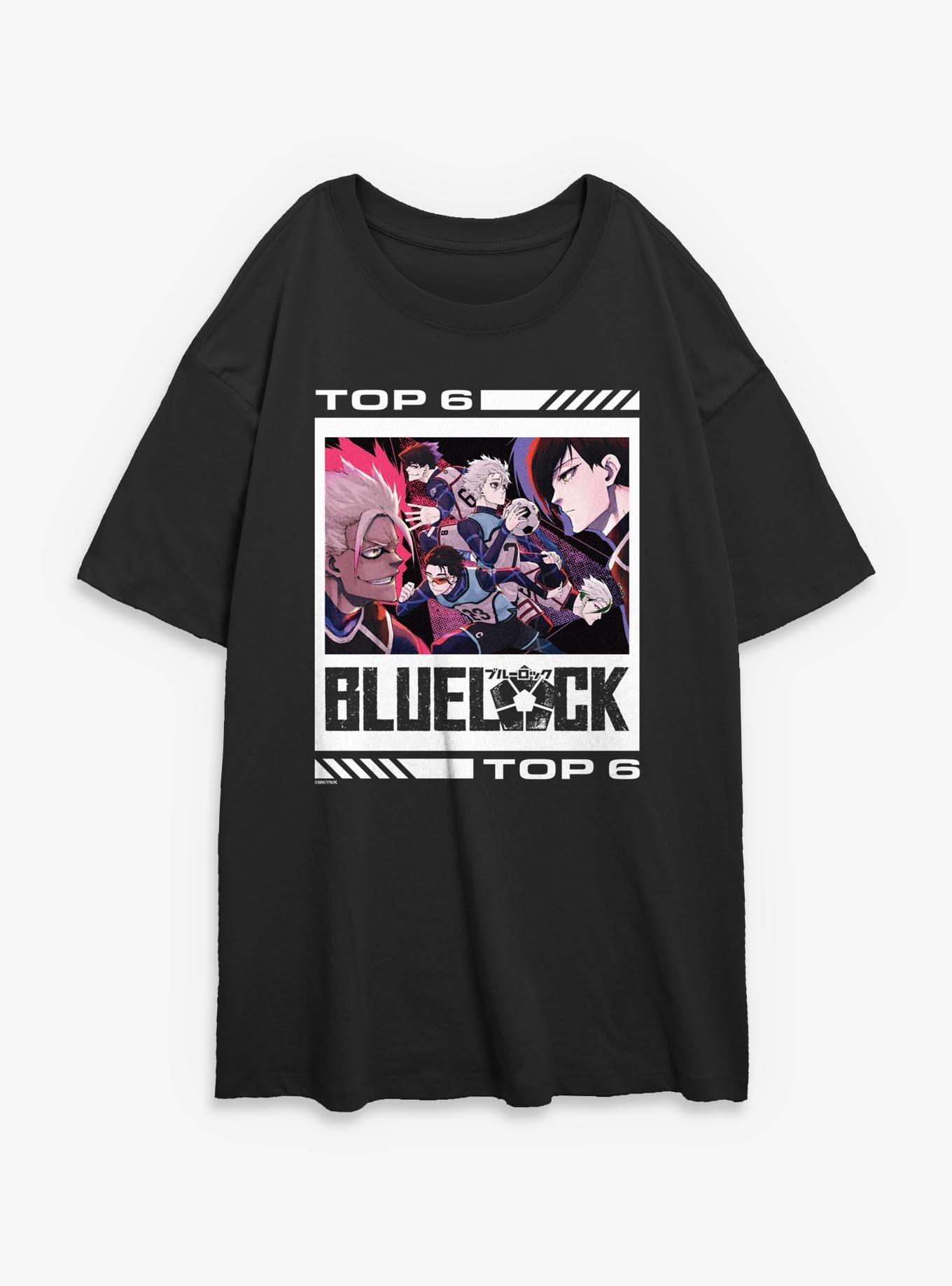 Blue Lock Top 6 Players Girls Oversized T-Shirt, BLACK, hi-res view 1