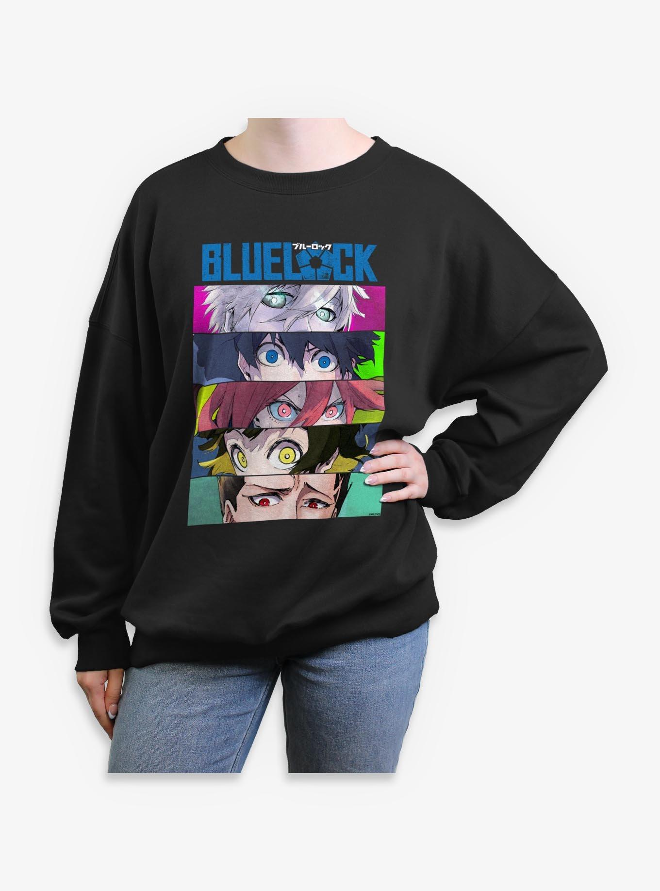 Blue Lock Eye Panels Girls Oversized Sweatshirt