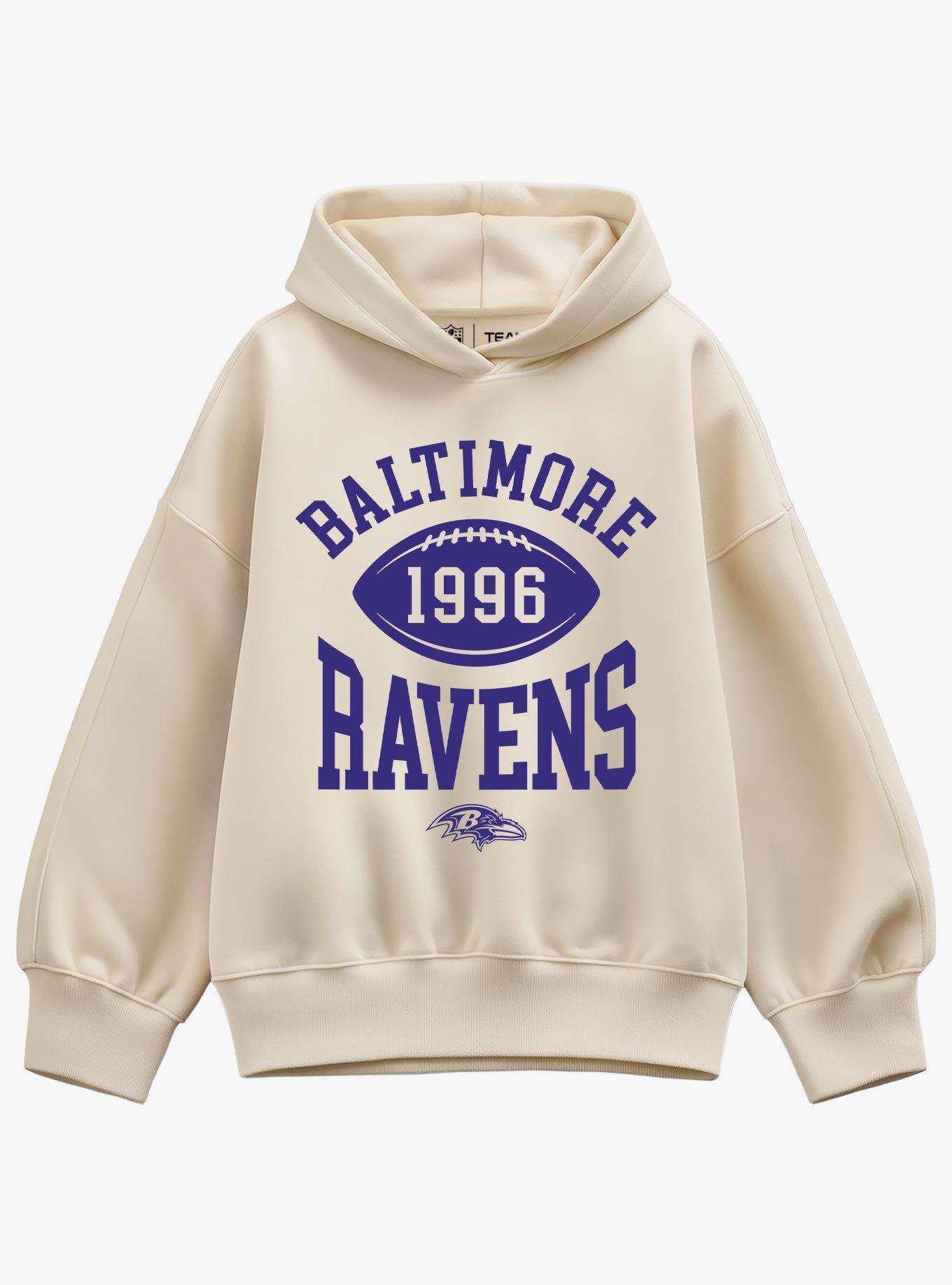 The Ravens LOGOパーカー 白 未使用 NFL Baltimore Ravens Pro Block Football Girls Oversized Hoodie