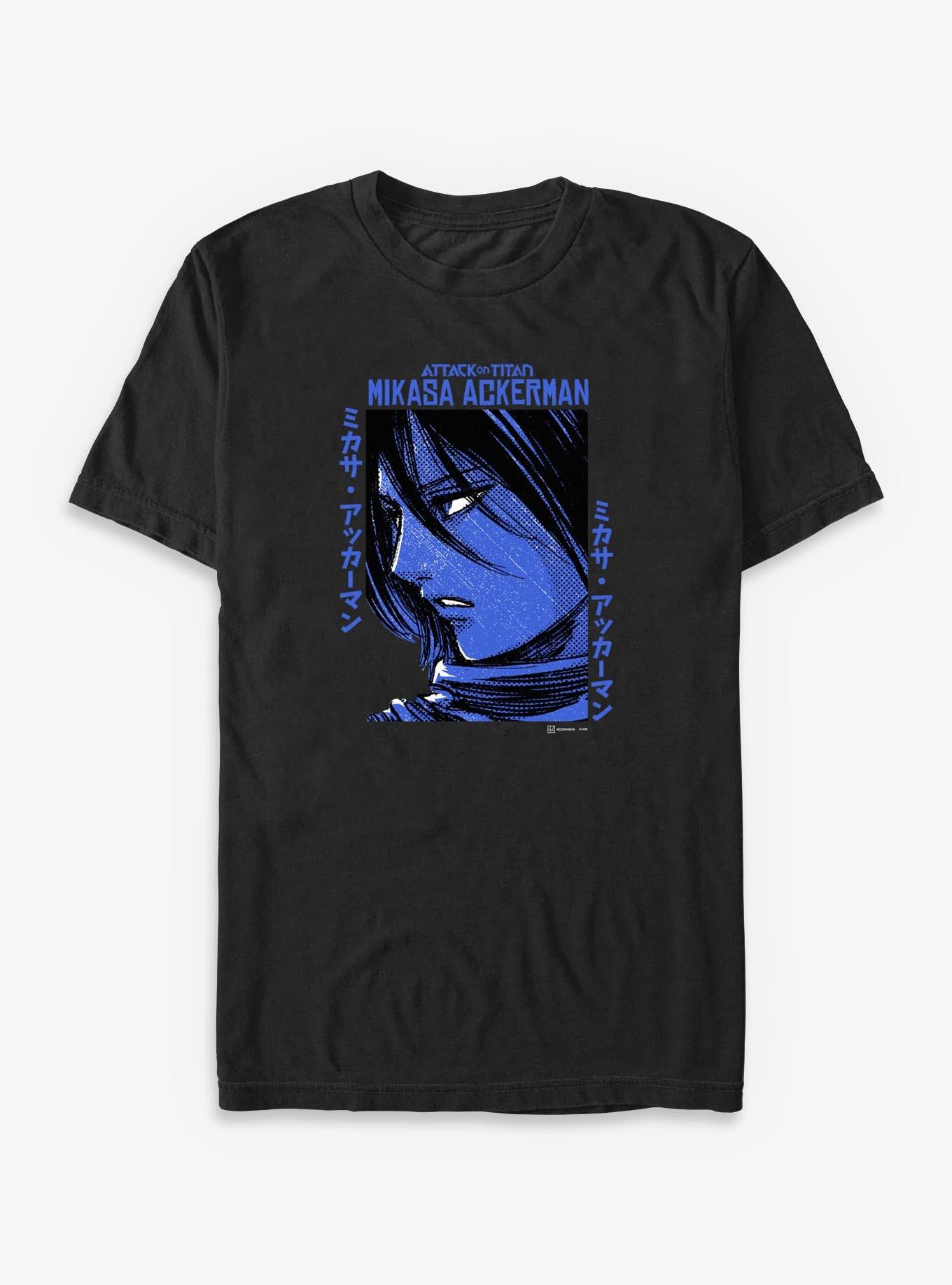 Attack on Titan Mikasa Textbox Big & Tall T-Shirt, BLACK, hi-res view 1