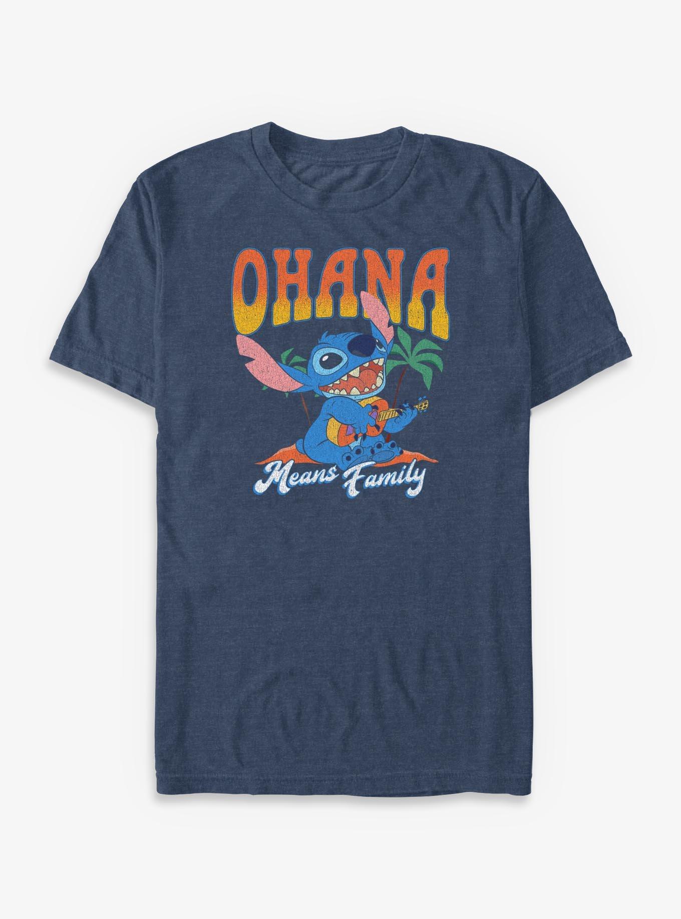Disney Lilo & Stitch Ohana Big & Tall T-Shirt, NAVY HTR, hi-res view 1