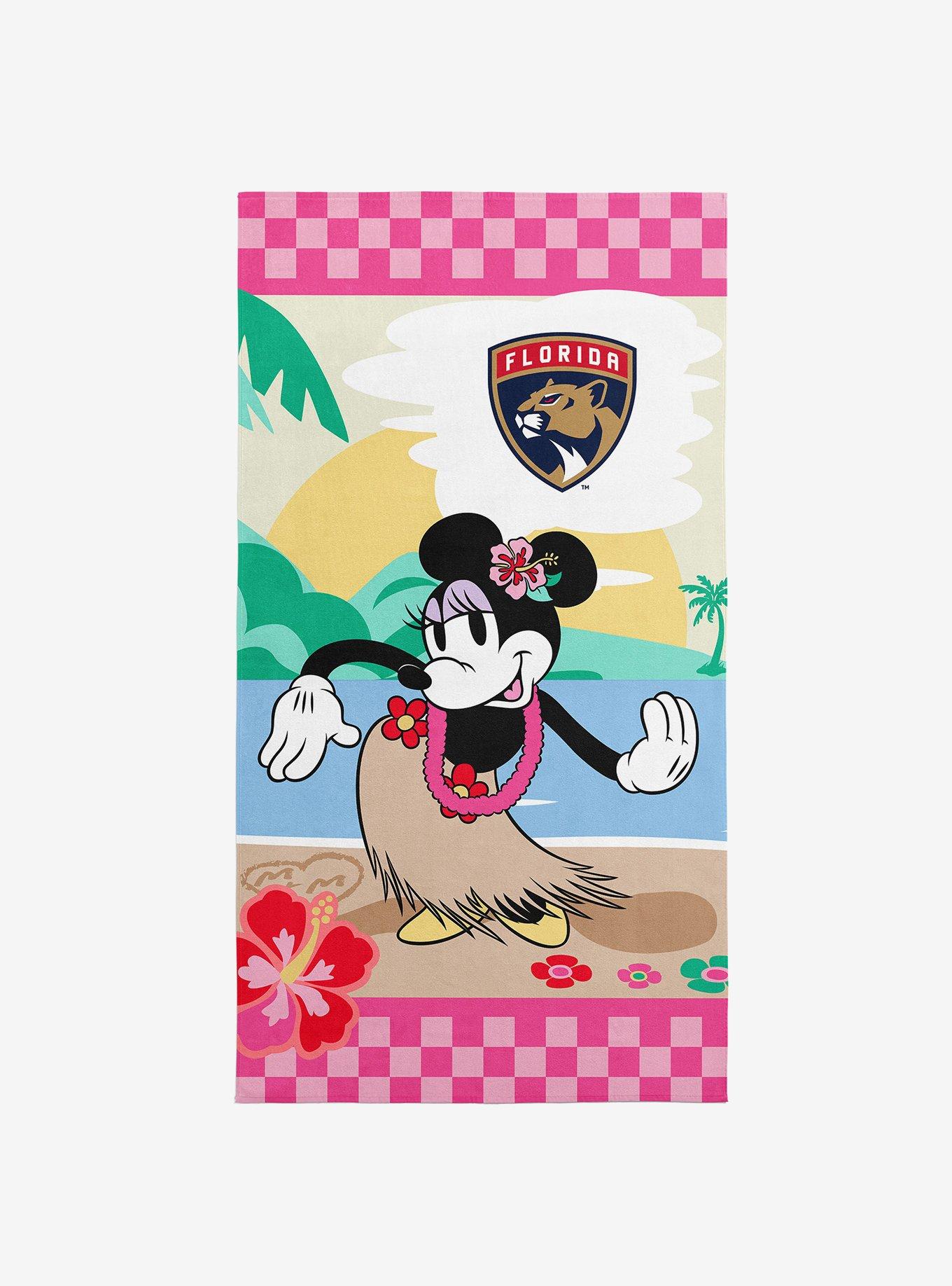 NHL Florida Panthers Disney Minnie Mouse Beachy Check Pink Microfiber Beach Towel
