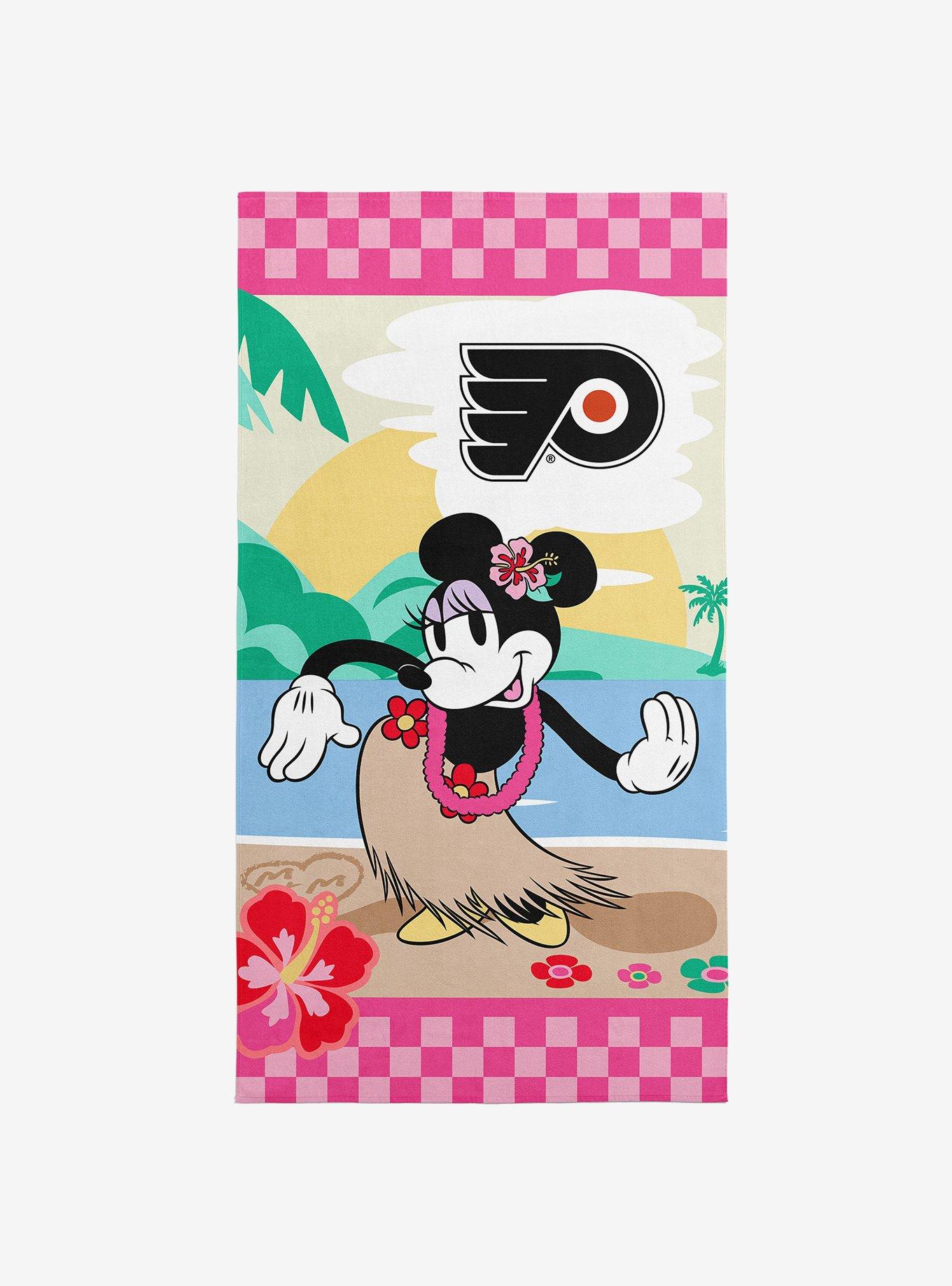 NHL Philadelphia Flyers Disney Minnie Mouse Beachy Check Pink Microfiber Beach Towel