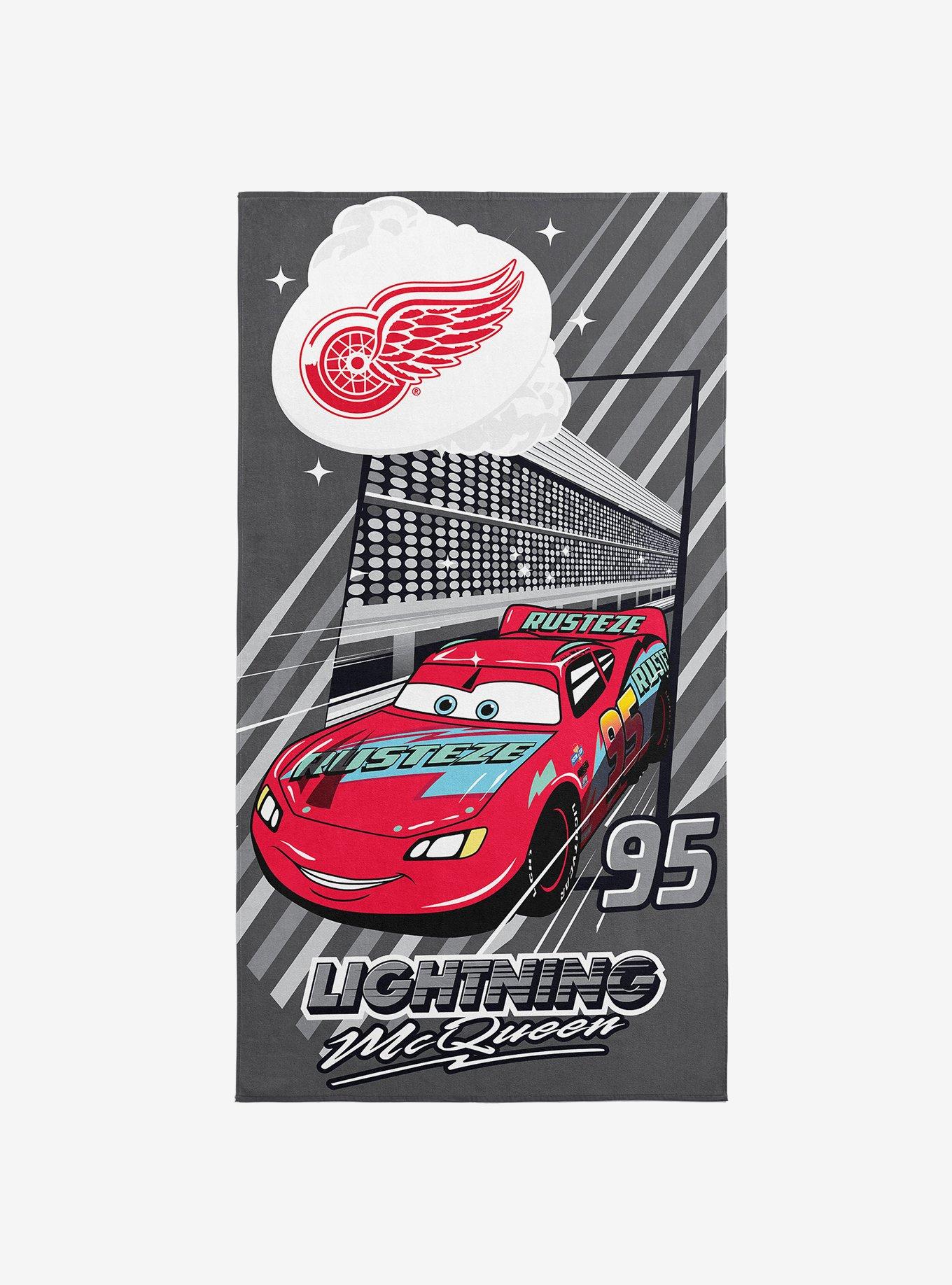 NHL Detroit Red Wings Disney Cars Speedline Grey Microfiber Beach Towel