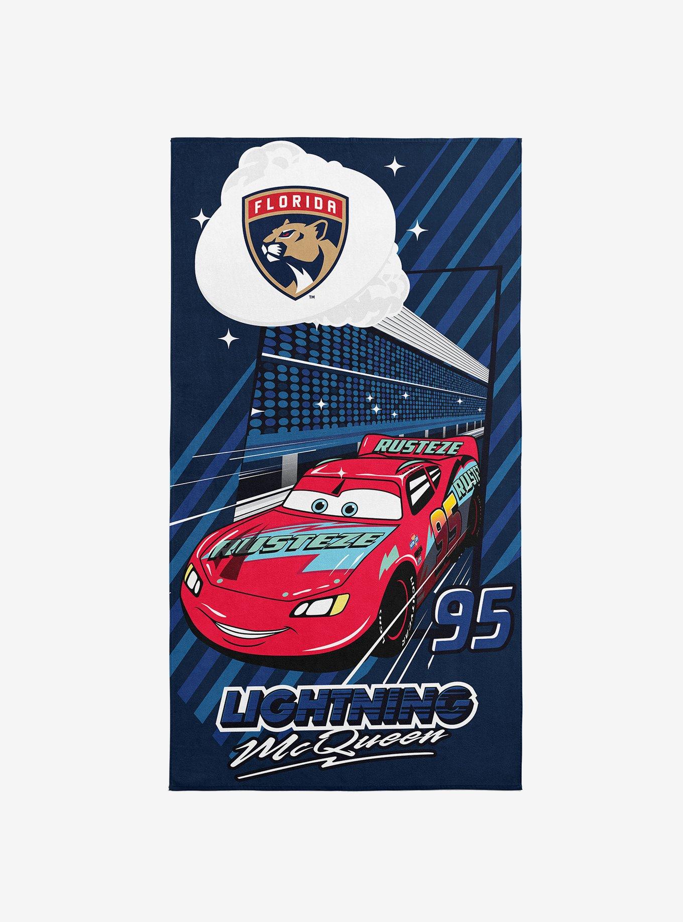 NHL Florida Panthers Disney Cars Speedline Navy Microfiber Beach Towel
