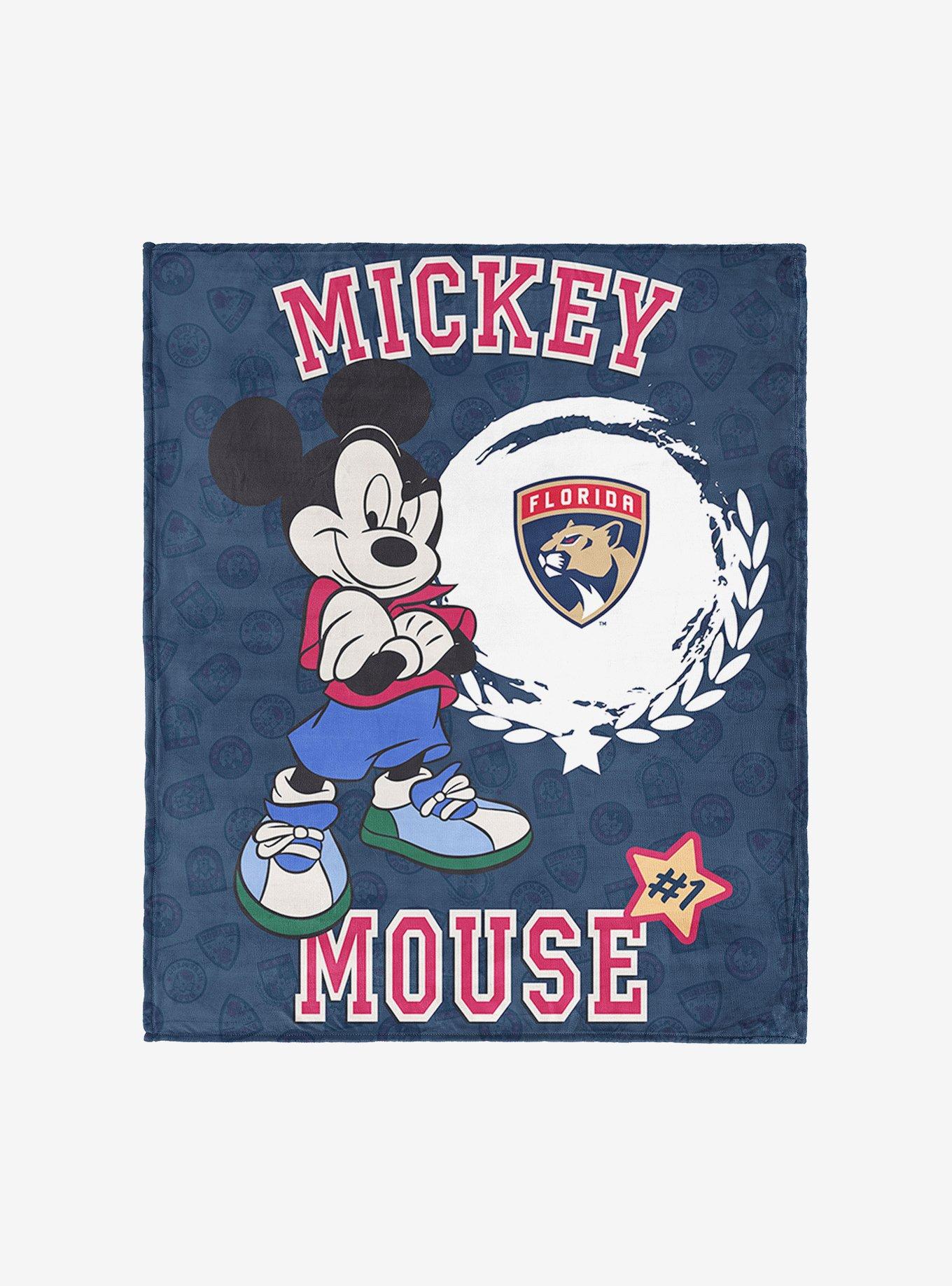 NHL Florida Panthers Disney Mickey Mouse Baller Navy Silk Touch Throw Blanket