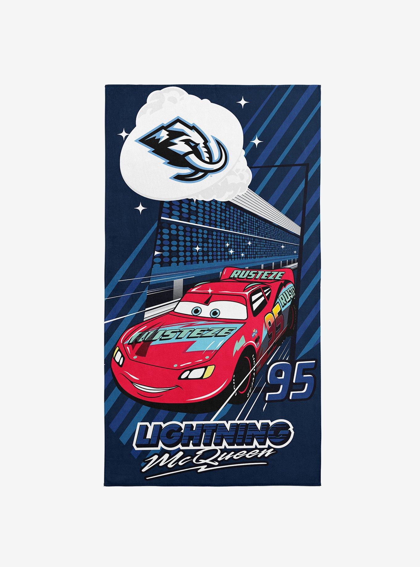 NHL Utah Mammoth Disney Cars Speedline Navy Microfiber Beach Towel