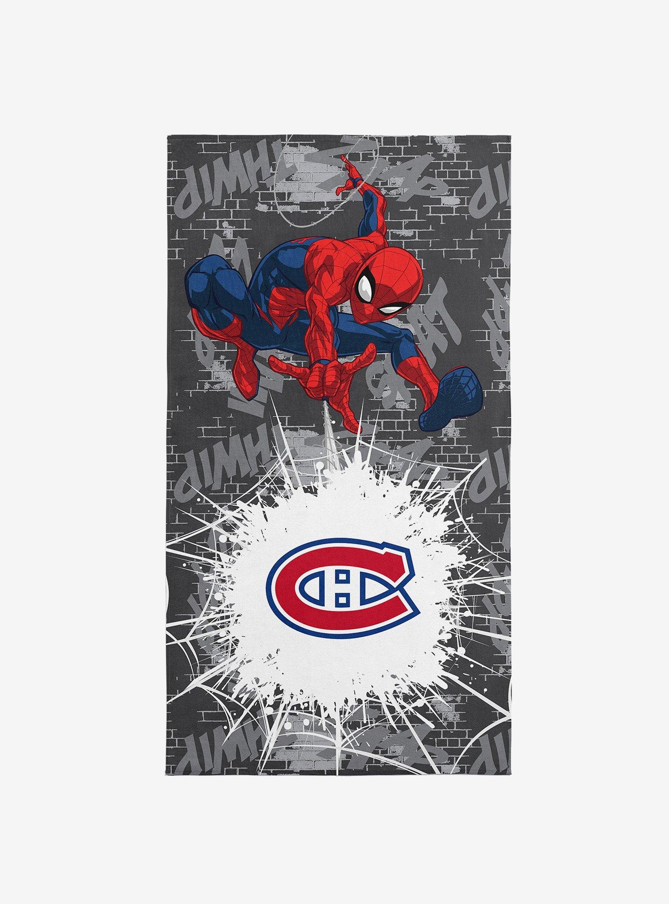 NHL Montreal Canadiens Marvel Spider Man Web Core Grey Microfiber Beach Towel