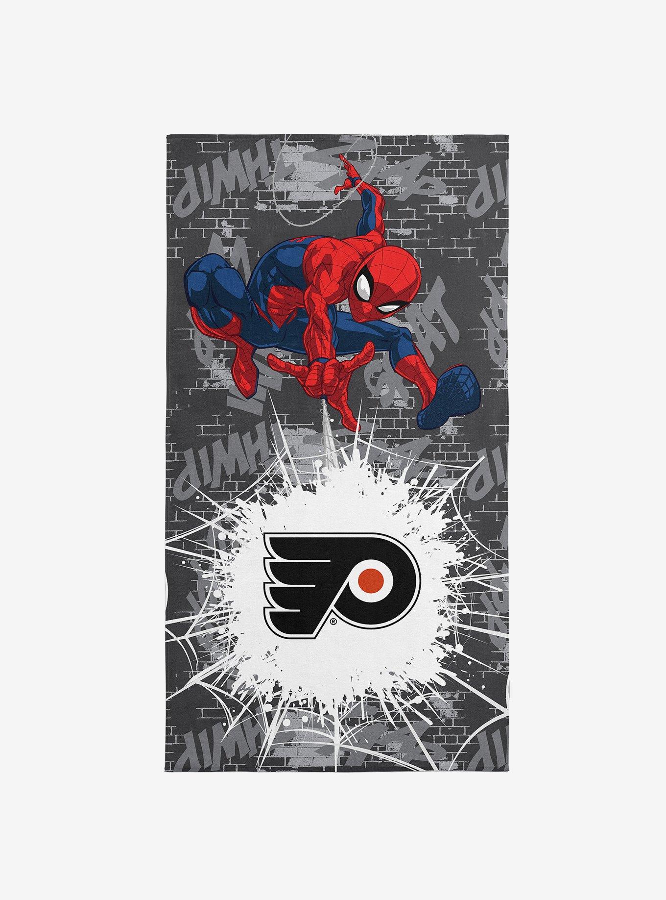 NHL Philadelphia Flyers Marvel Spider Man Web Core Grey Microfiber Beach Towel