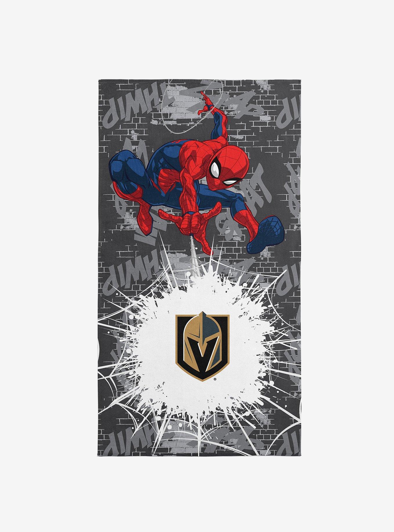 NHL Vegas Golden Knights Marvel Spider Man Web Core Grey Microfiber Beach Towel