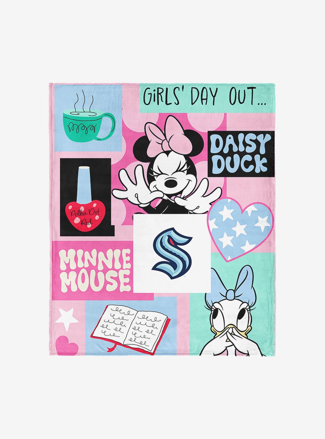 NHL Seattle Kraken Disney Minnie Mouse Checker Floral Pink Silk Touch Throw Blanket