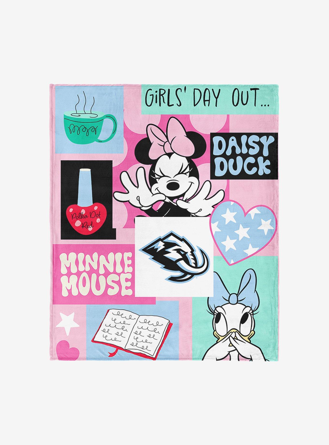 NHL Utah Mammoth Disney Minnie Mouse Checker Floral Pink Silk Touch Throw Blanket