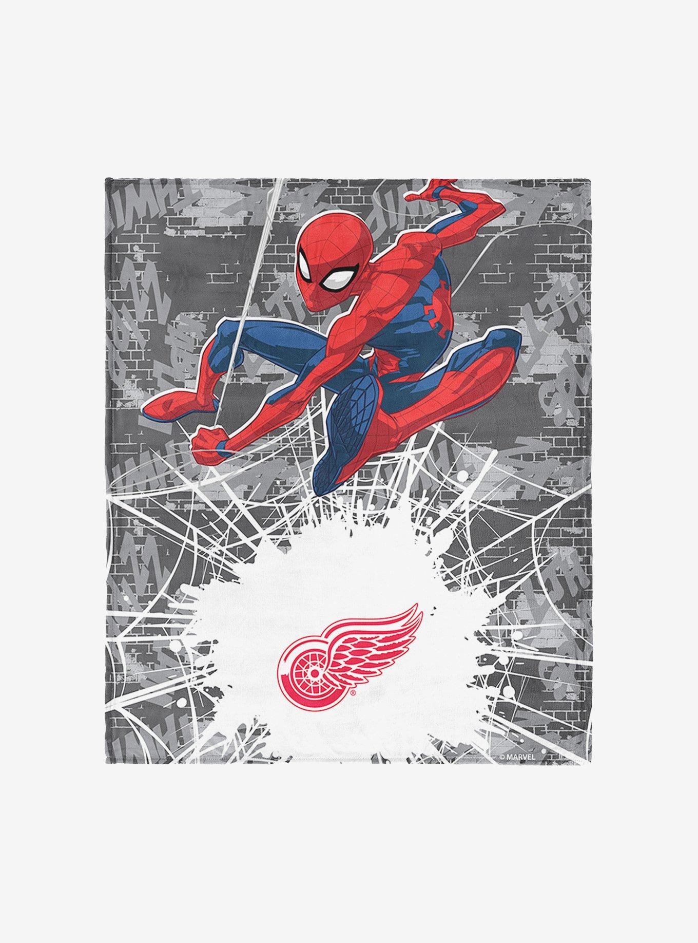 NHL Detroit Red Wings Marvel Spider Man Web Sling Grey Silk Touch Throw Blanket