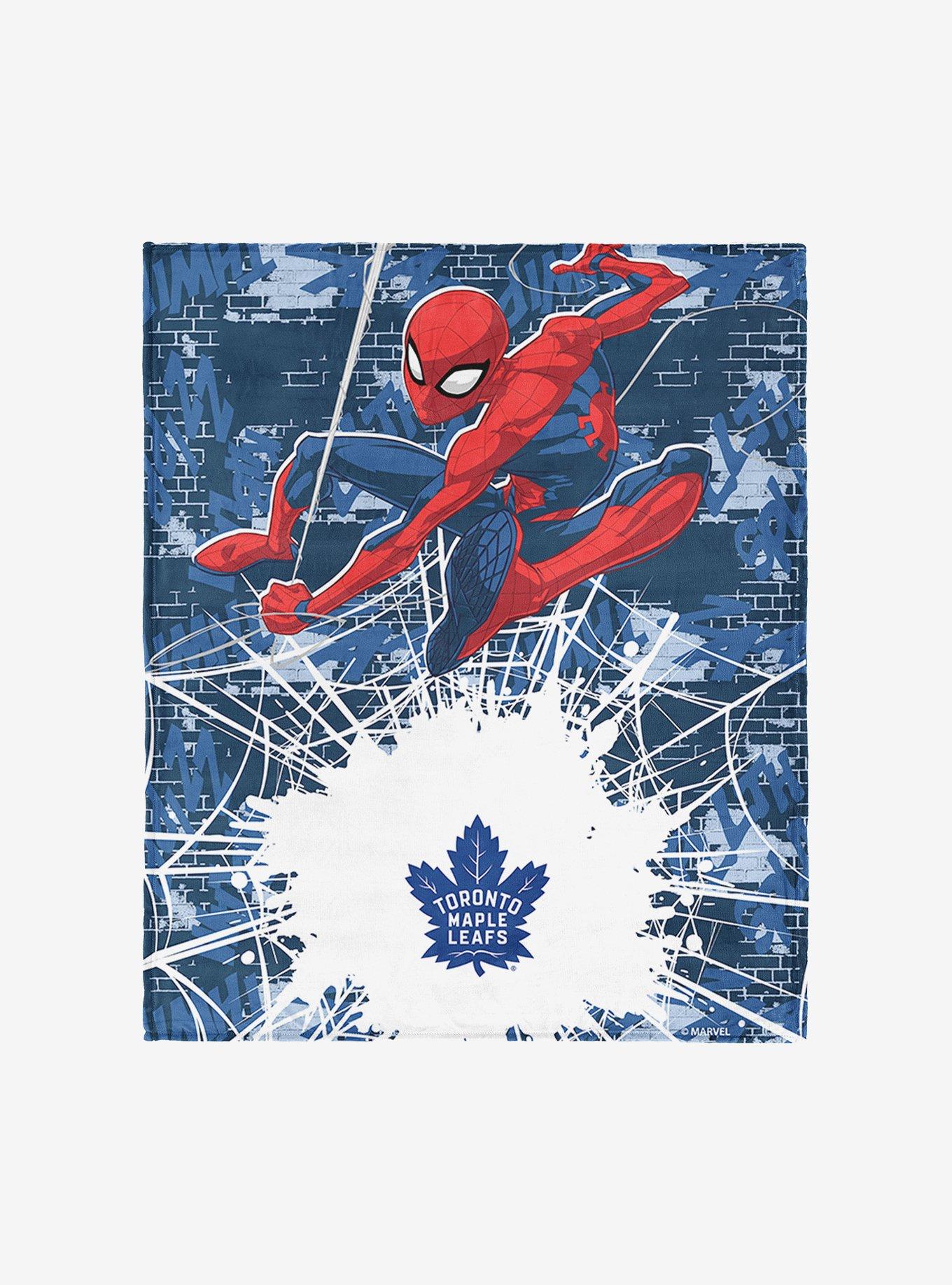 NHL Toronto Maple Leafs Marvel Spider Man Web Sling Navy Silk Touch Throw Blanket