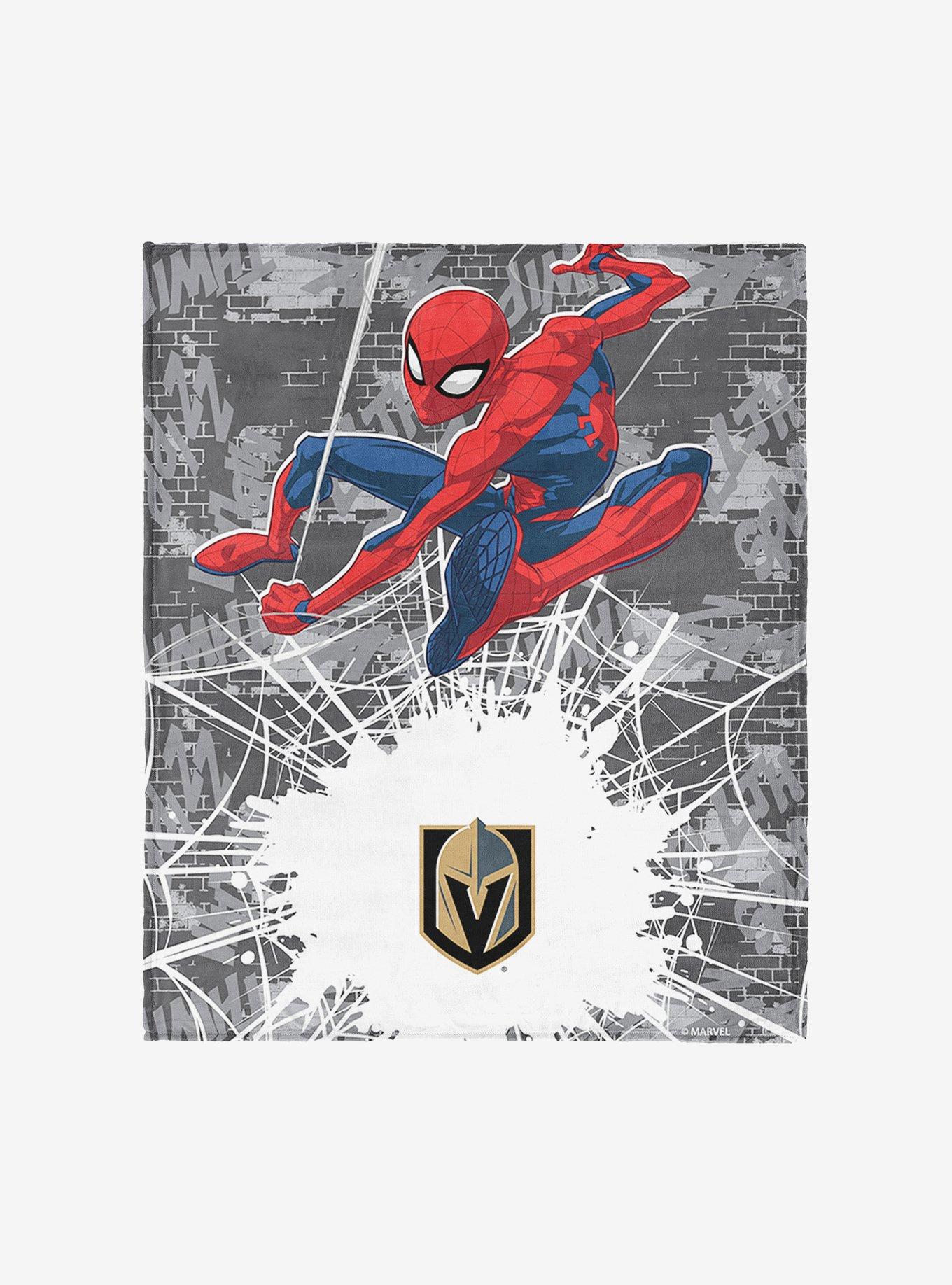 NHL Vegas Golden Knights Marvel Spider Man Web Sling Grey Silk Touch Throw Blanket