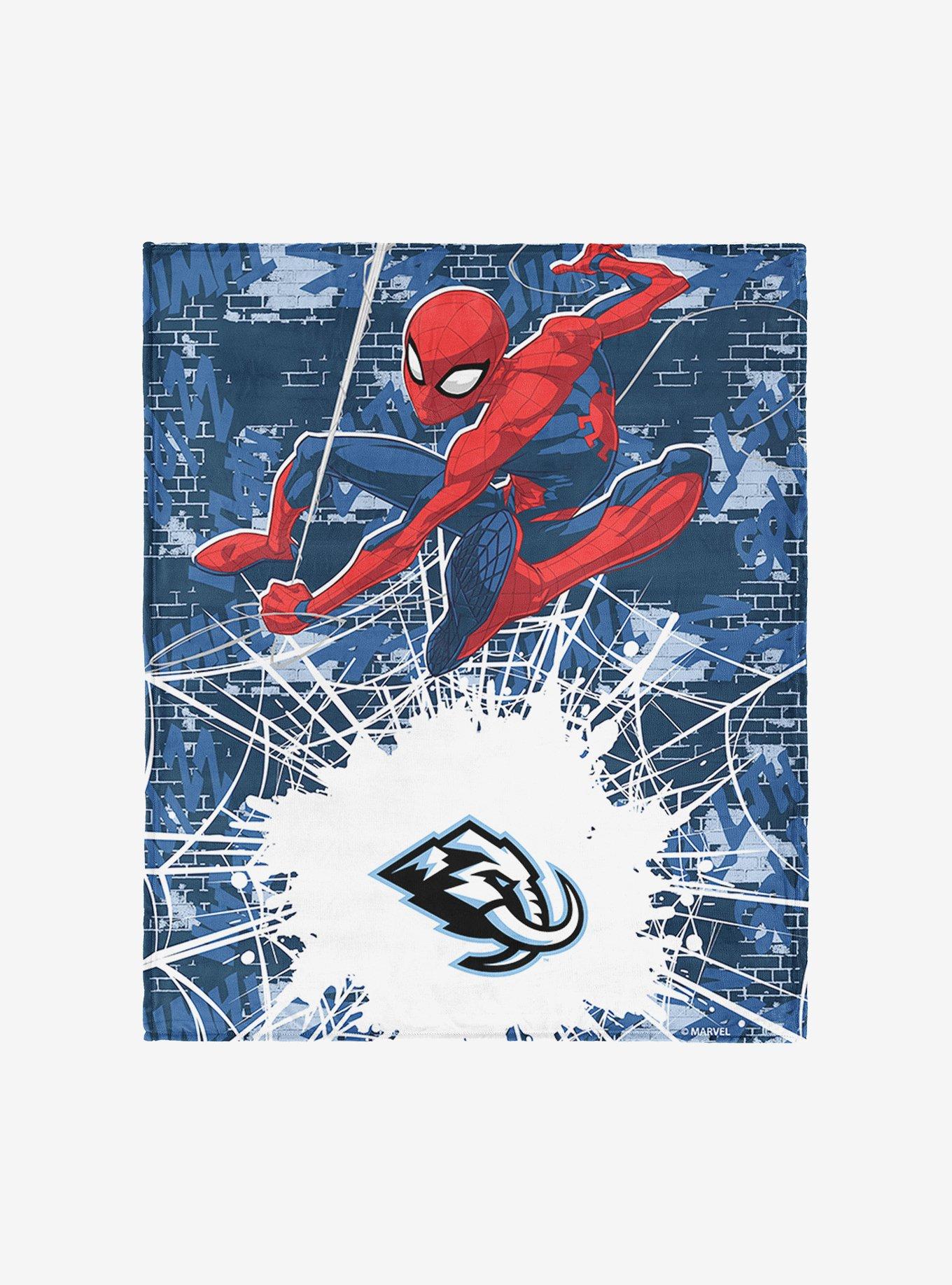 NHL Utah Mammoth Marvel Spider Man Web Sling Navy Silk Touch Throw Blanket