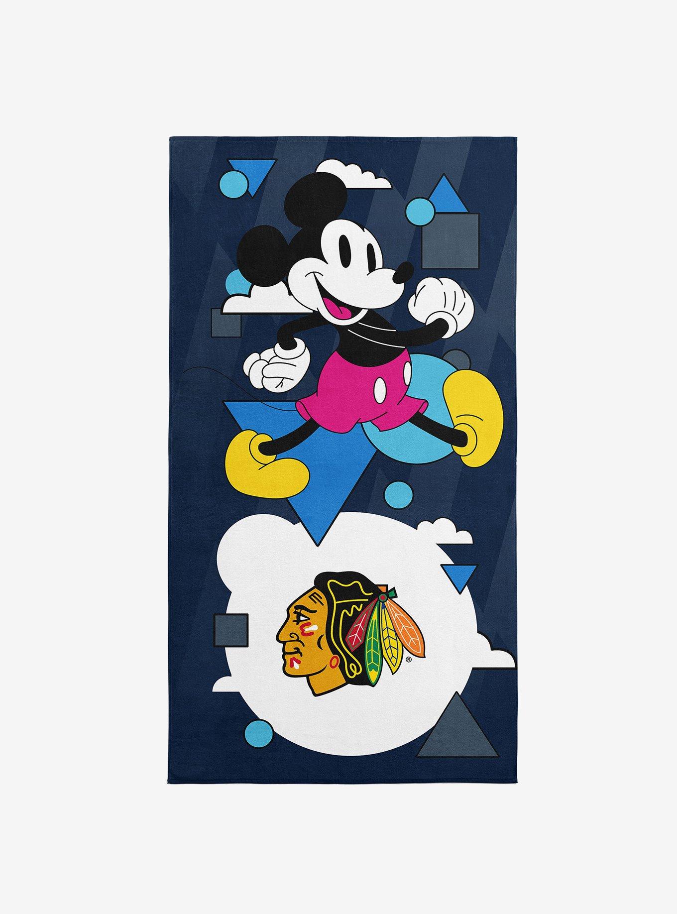 NHL Chicago Blackhawks Disney Mickey Mouse Good Vibes Navy Microfiber Beach Towel