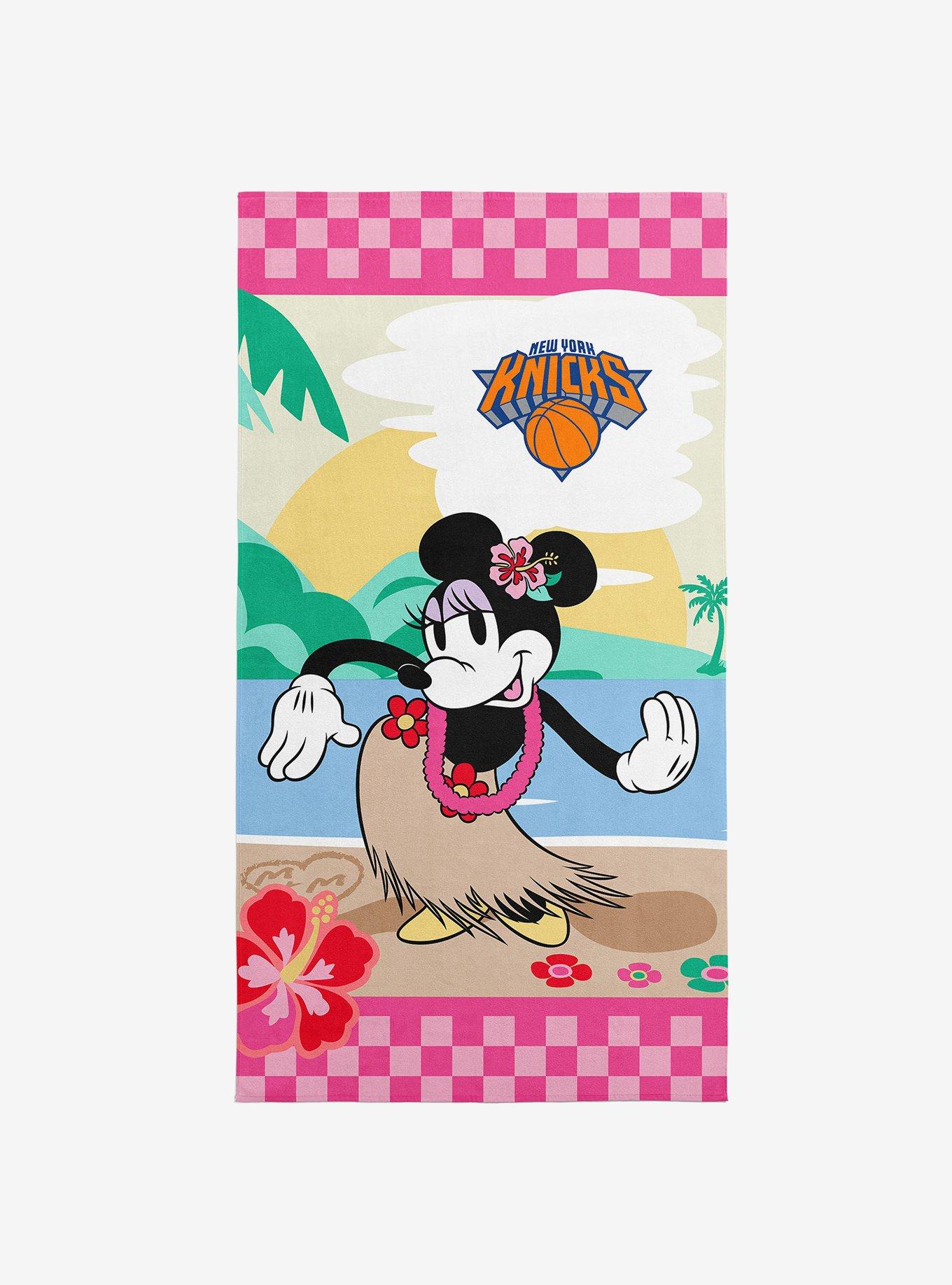 NBA New York Knicks Disney Minnie Mouse Beachy Check Pink Microfiber Beach Towel