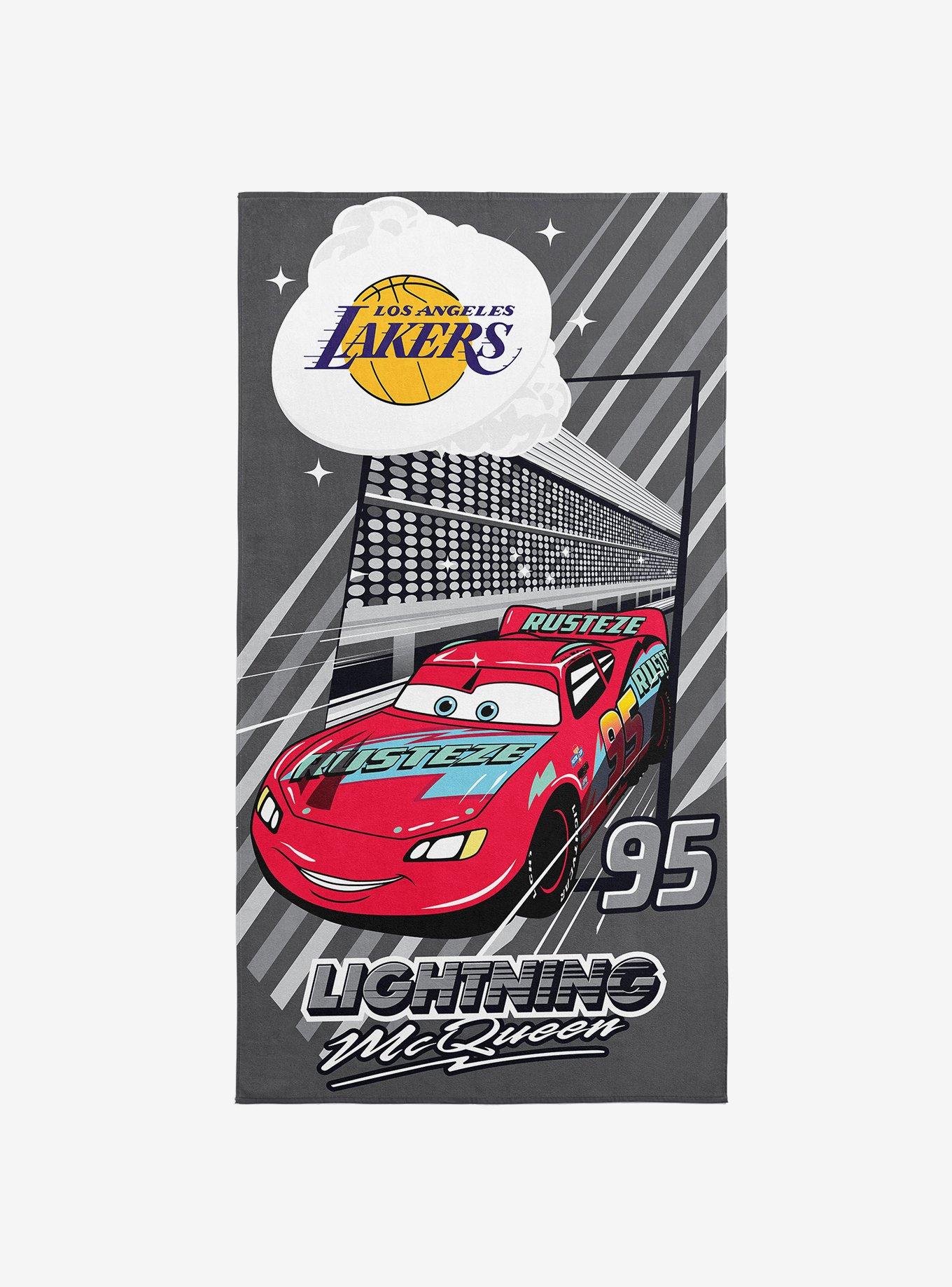 NBA Los Angeles Lakers Disney Cars Speedline Grey Microfiber Beach Towel
