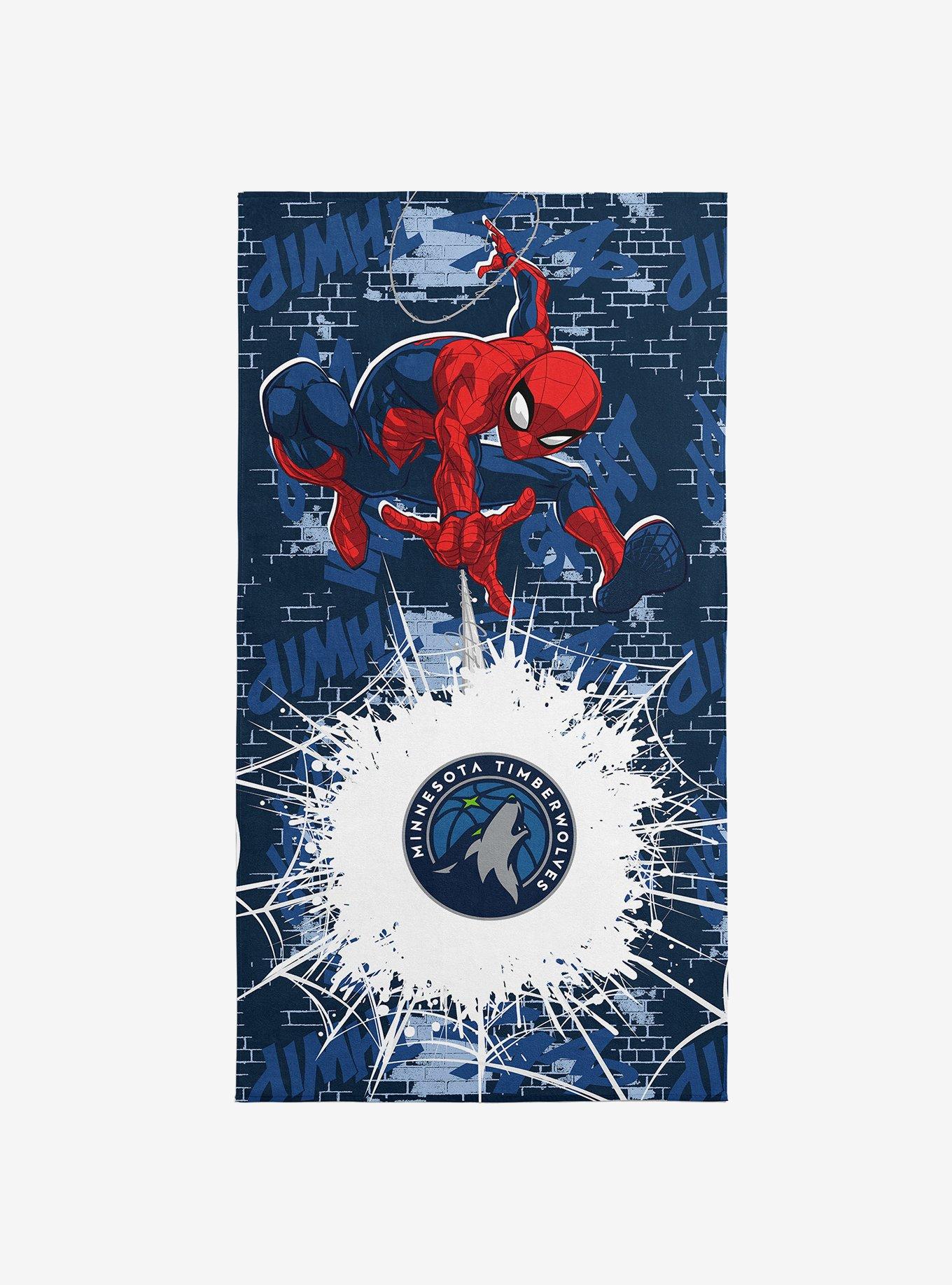 NBA Minnesota Timberwolves Marvel Spider-Man Web Core Grey Microfiber Beach Towel