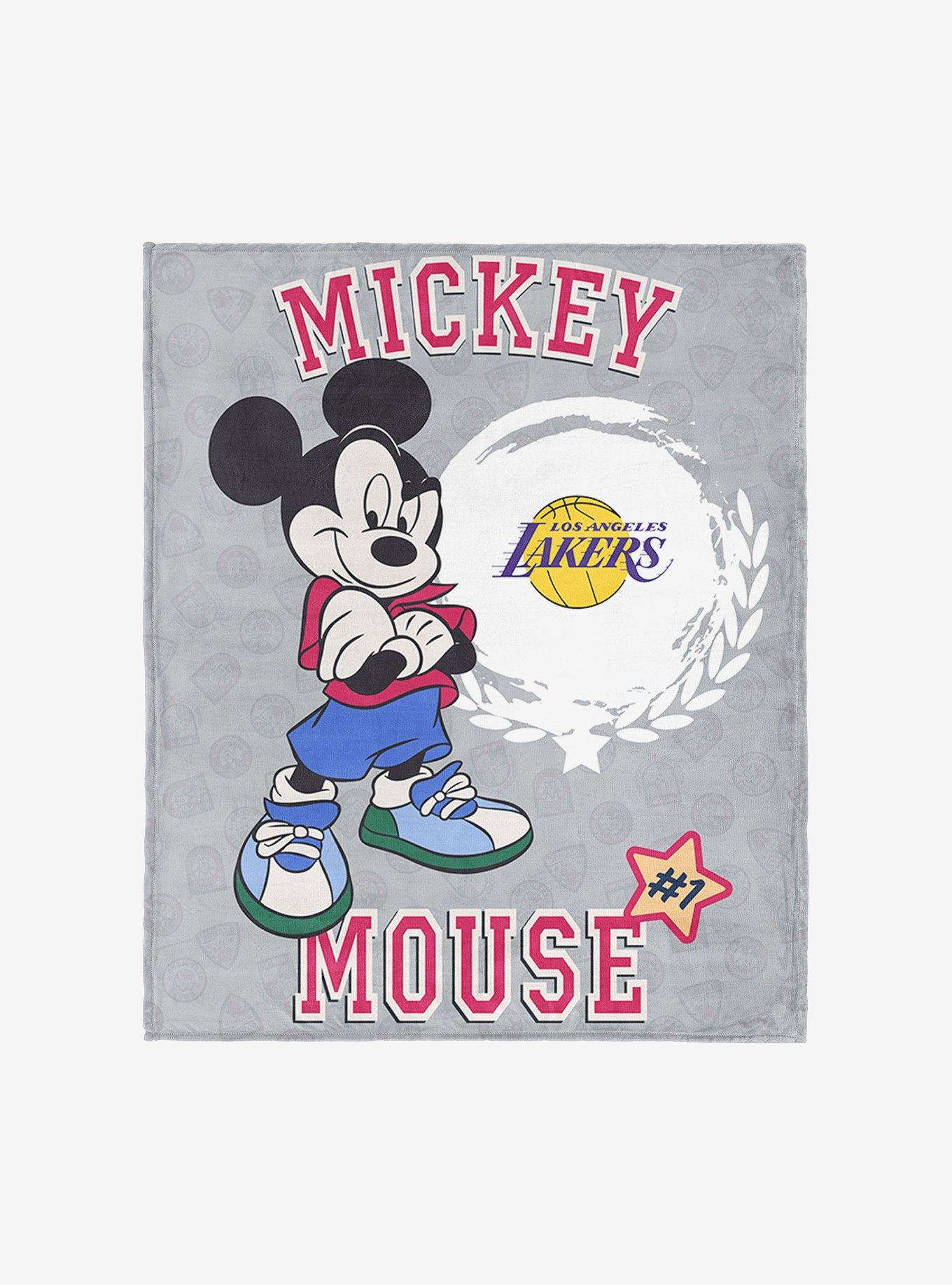 NBA Los Angeles Lakers Disney Mickey Mouse Baller Grey Silk Touch Throw Blanket
