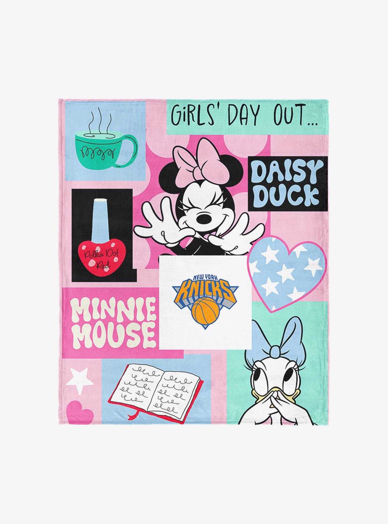 NBA New York Knicks Disney Minnie Mouse Checker Floral Pink Silk Touch Throw Blanket