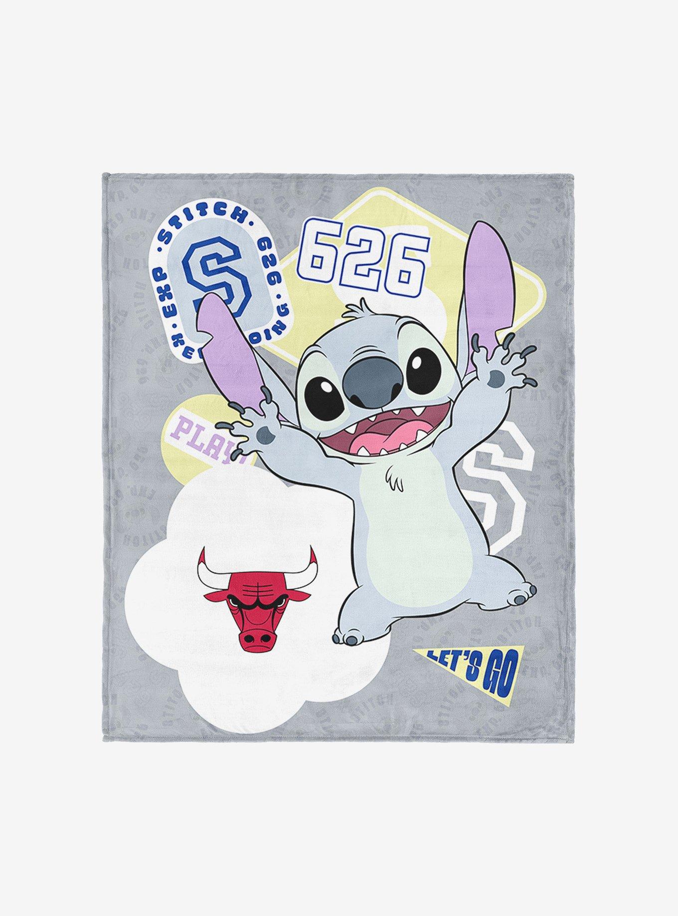 NBA Chicago Bulls Disney Lilo & Stitch Stickers Grey Silk Touch Throw Blanket