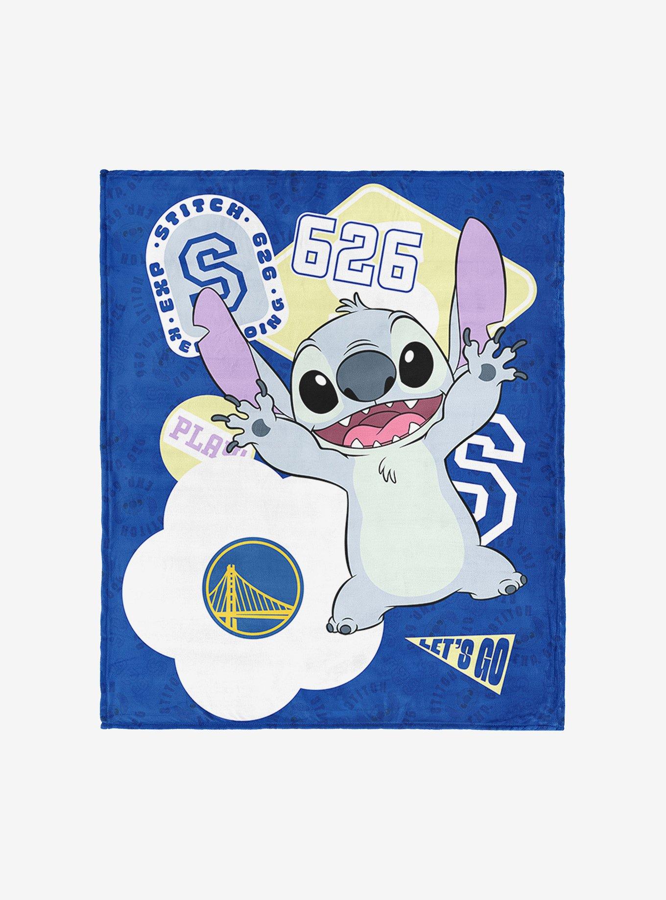NBA Golden State Warriors Disney Lilo & Stitch Stickers Royal Silk Touch Throw Blanket