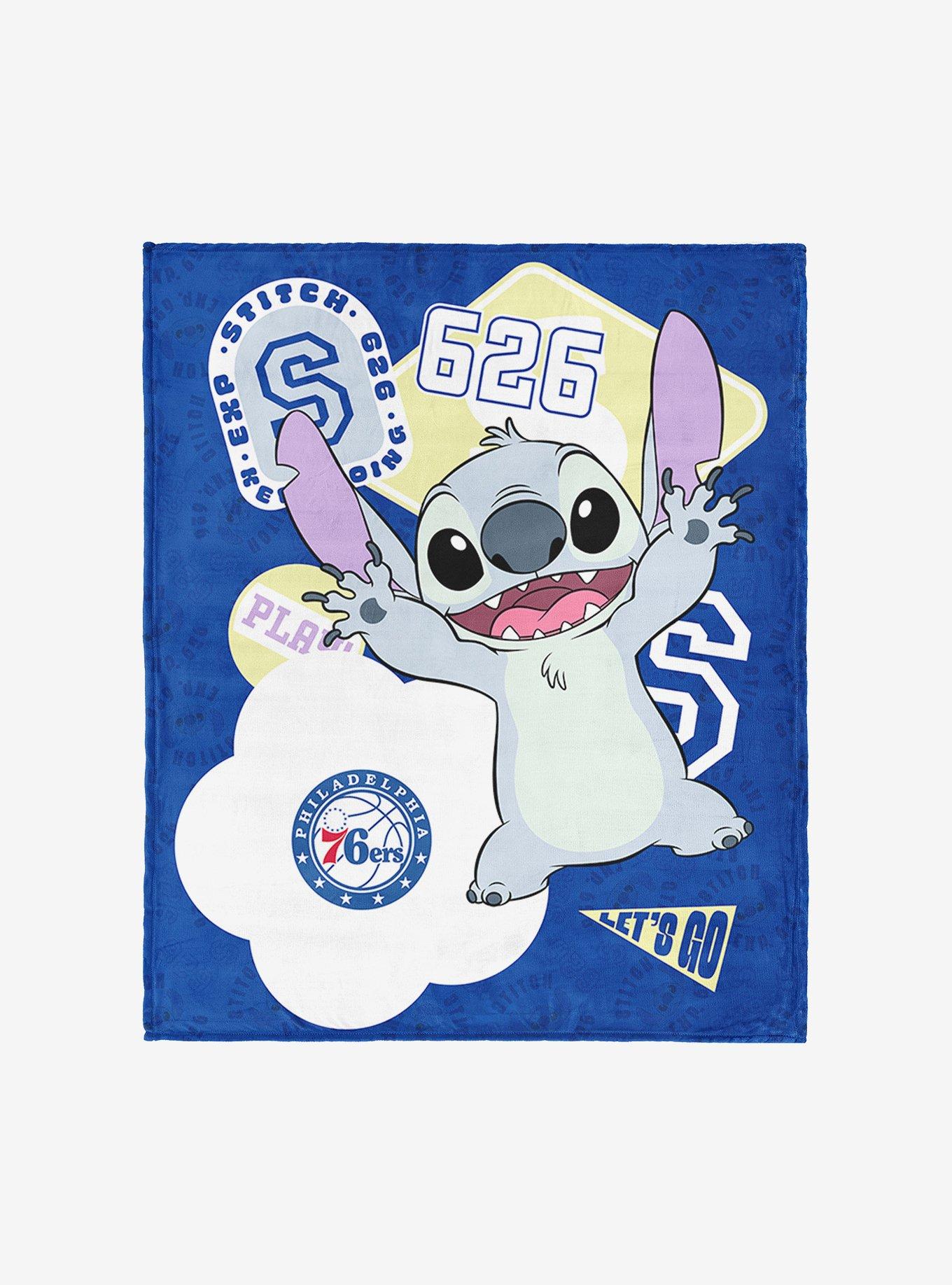 NBA Philadelphia 76ers Disney Lilo & Stitch Stickers Royal Silk Touch Throw Blanket