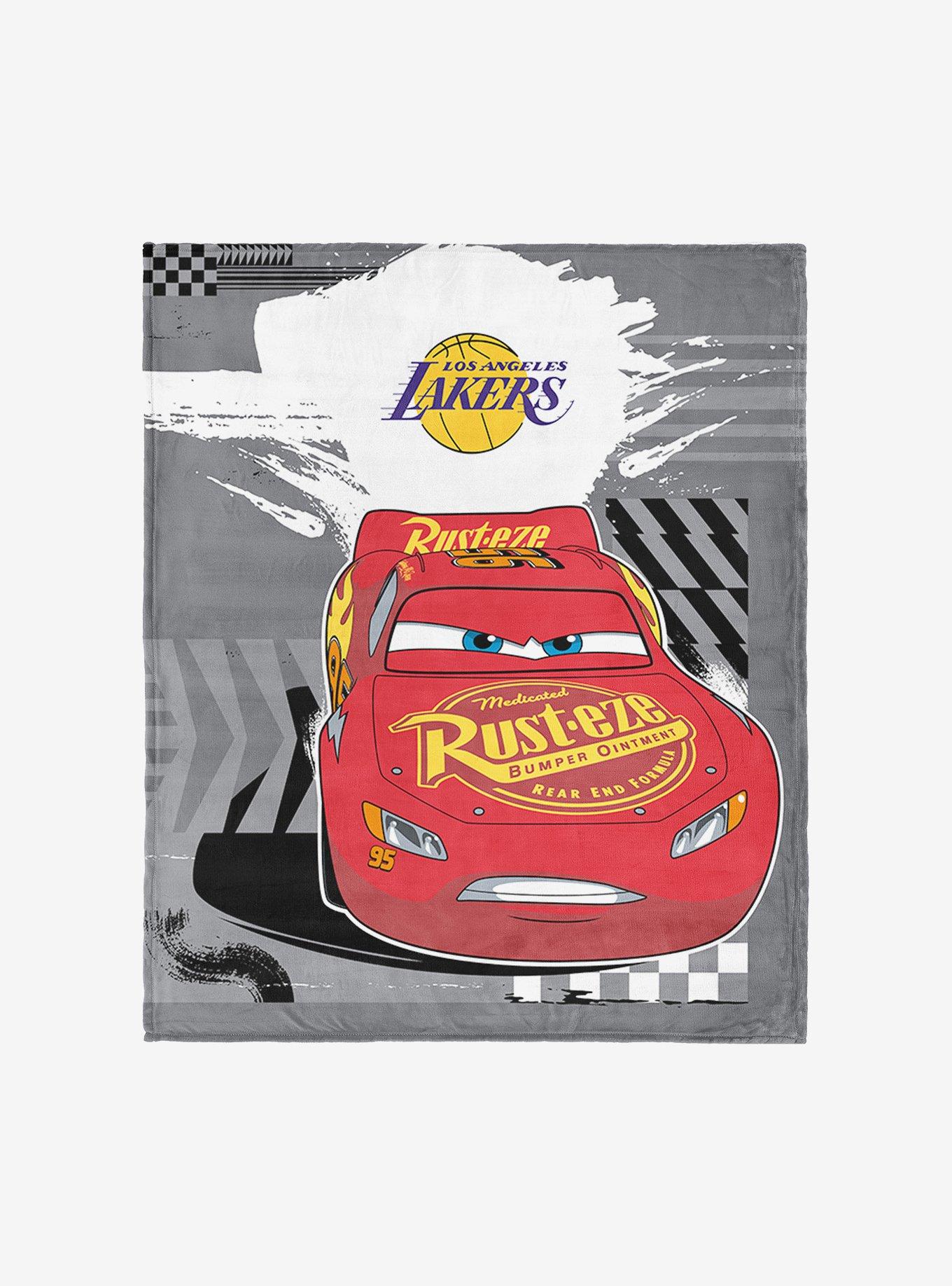 NBA Los Angeles Lakers Disney Cars Lap Time Grey Silk Touch Throw Blanket