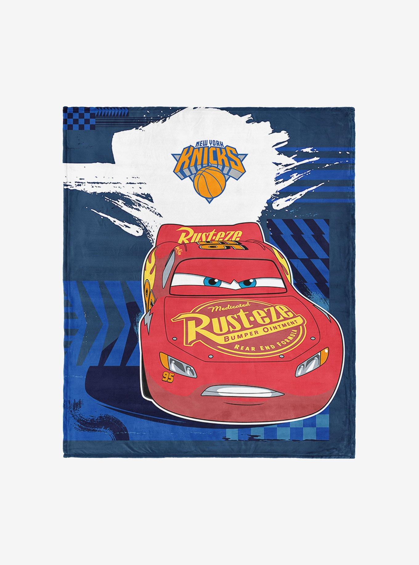 NBA New York Knicks Disney Cars Lap Time Navy Silk Touch Throw Blanket