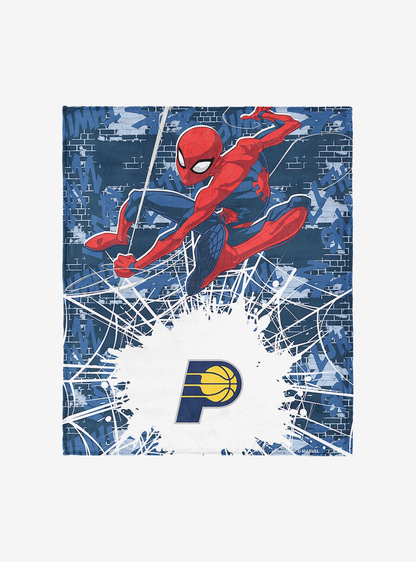 NBA Indiana Pacers Marvel Spider-Man Web Sling Navy Silk Touch Throw Blanket