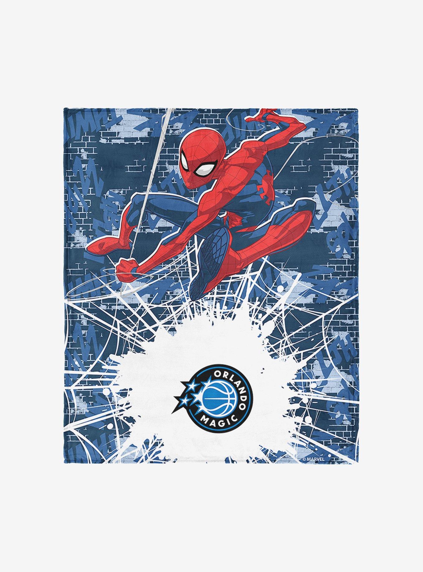 NBA Orlando Magic Marvel Spider-Man Web Sling Navy Silk Touch Throw Blanket