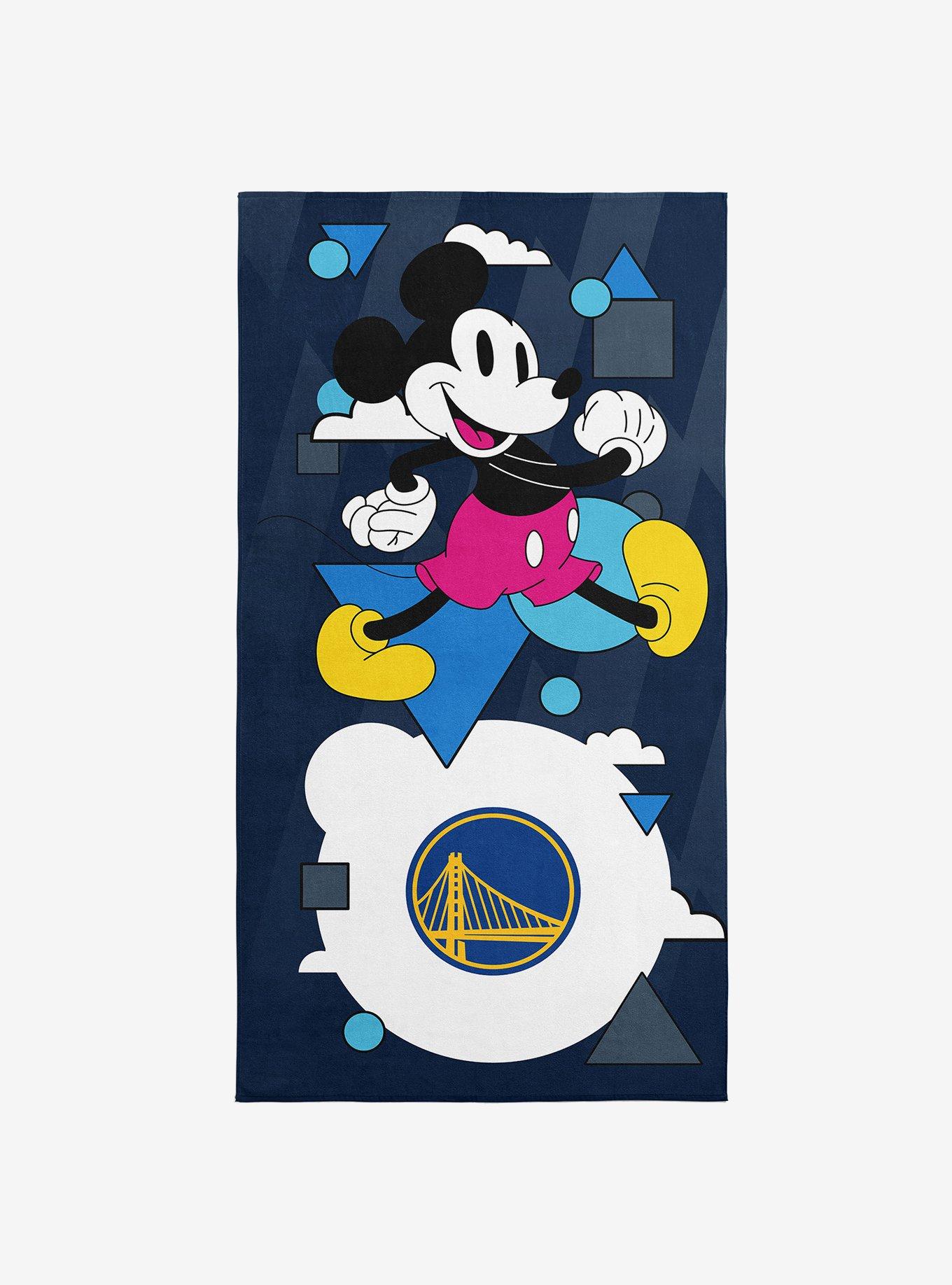 NBA Golden State Warriors Disney Mickey Mouse Good Vibes Navy Microfiber Beach Towel