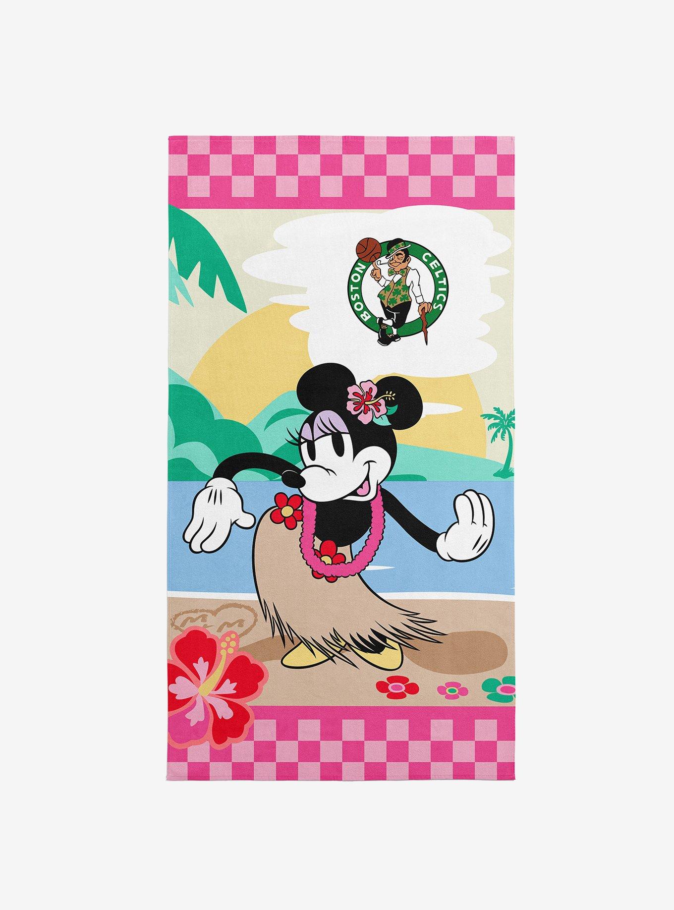 NBA Boston Celtics Disney Minnie Mouse Beachy Check Pink Microfiber Beach Towel