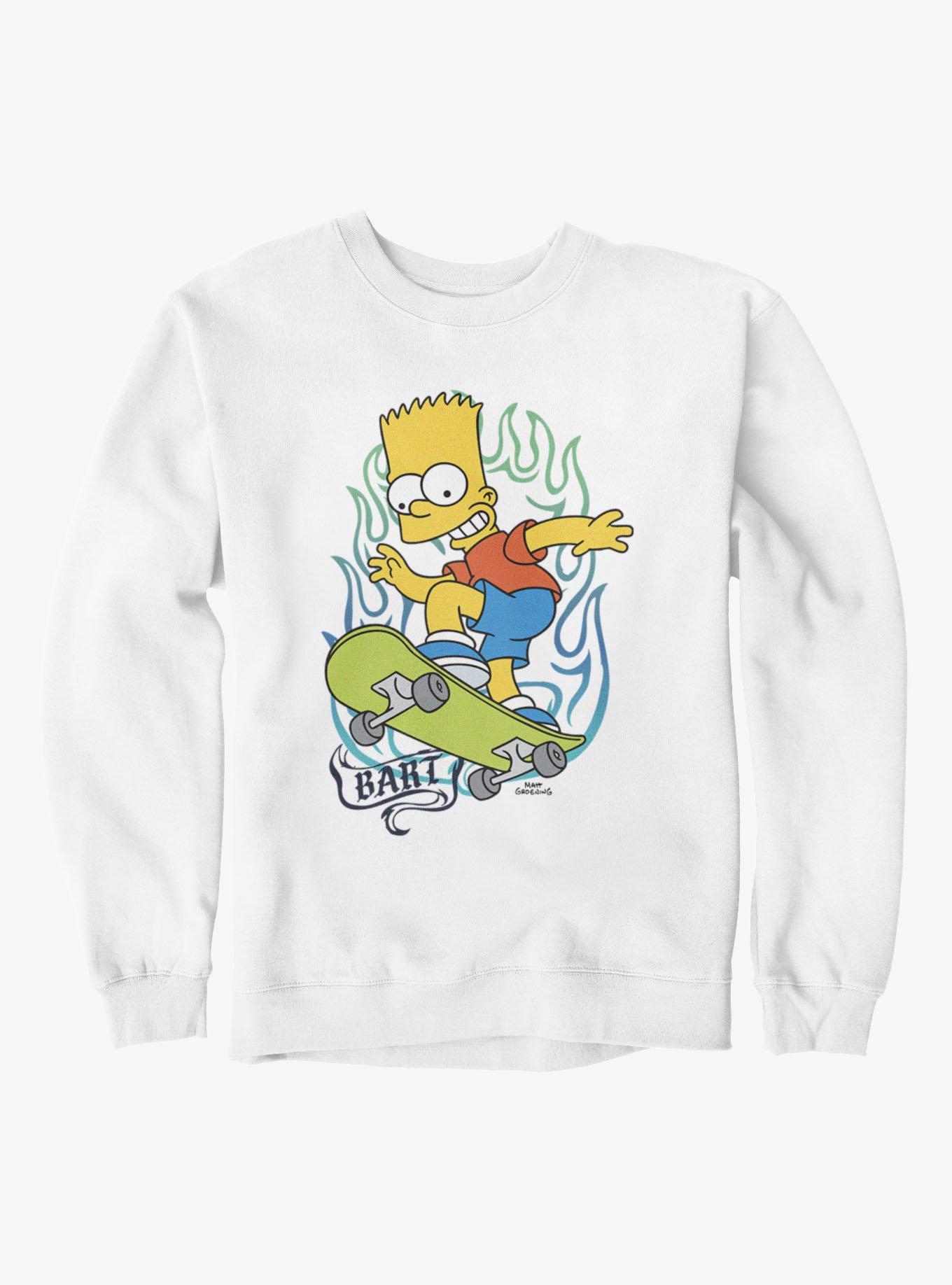 The Simpsons Bart Flaming Skateboard Sweatshirt