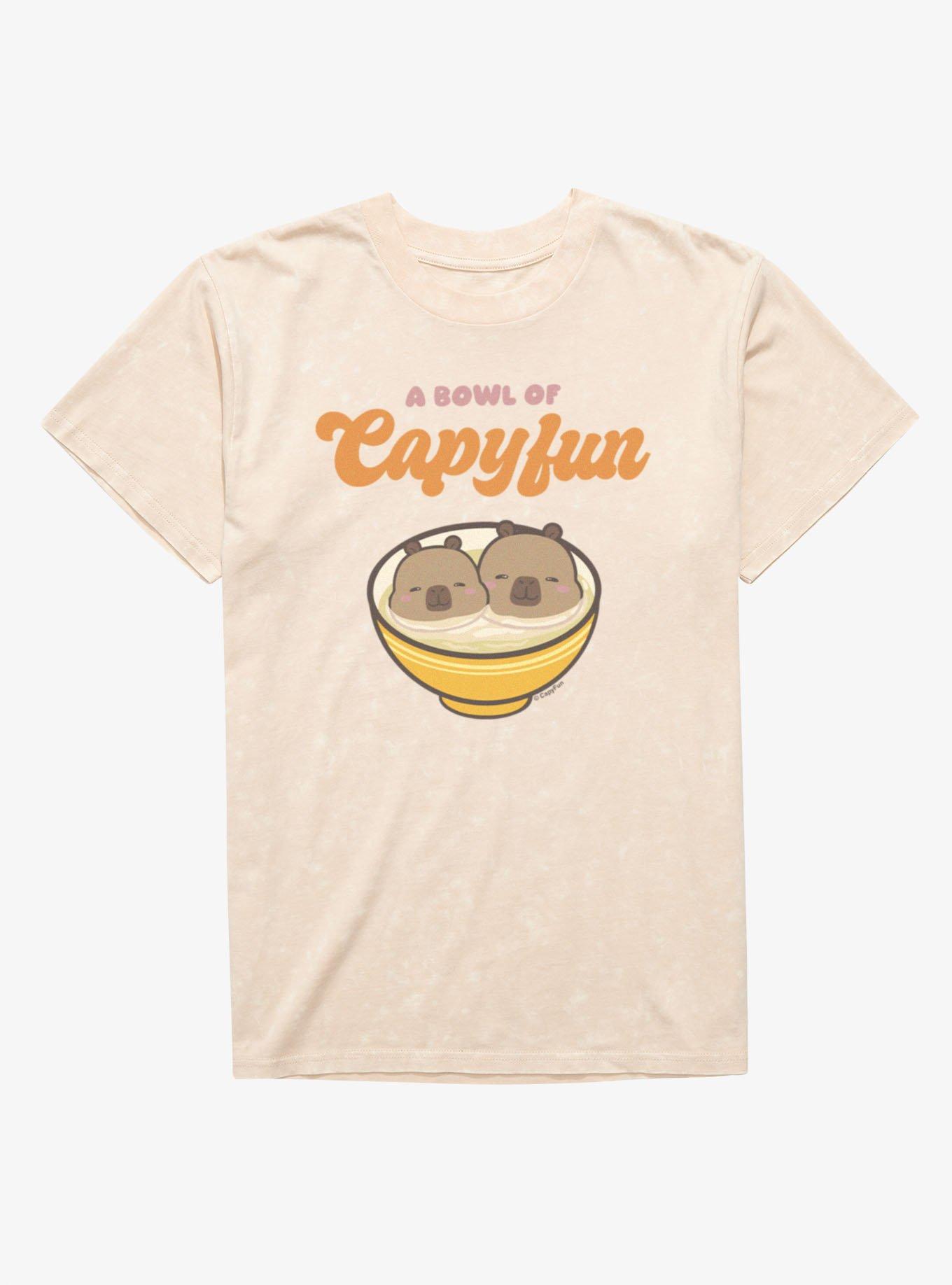 Capyfun Capybara Bowl Of Mineral Wash T-Shirt
