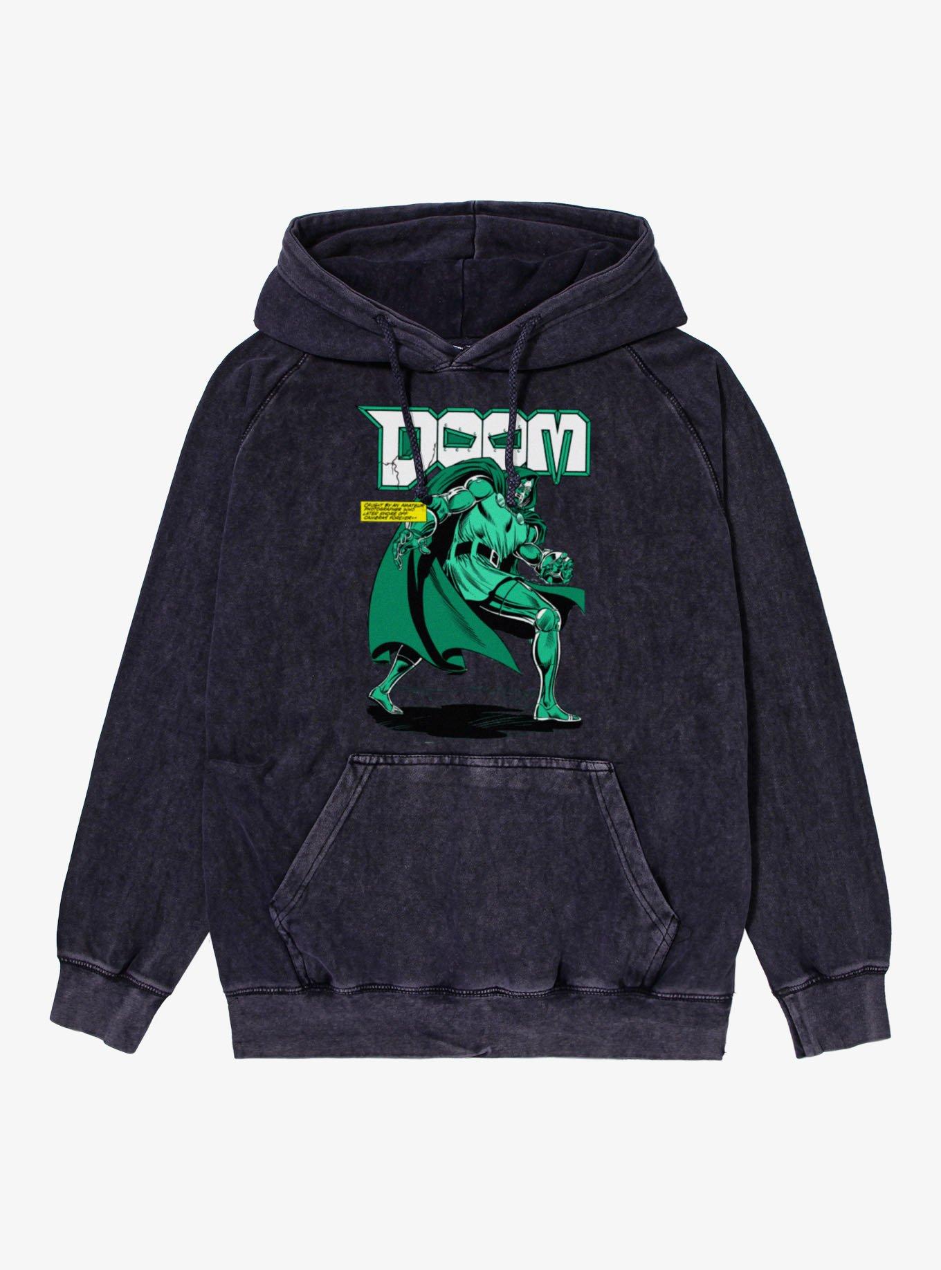 Marvel Comics Retro Doctor Doom Caught On Camera Mineral Wash Hoodie Hot Topic Exclusive