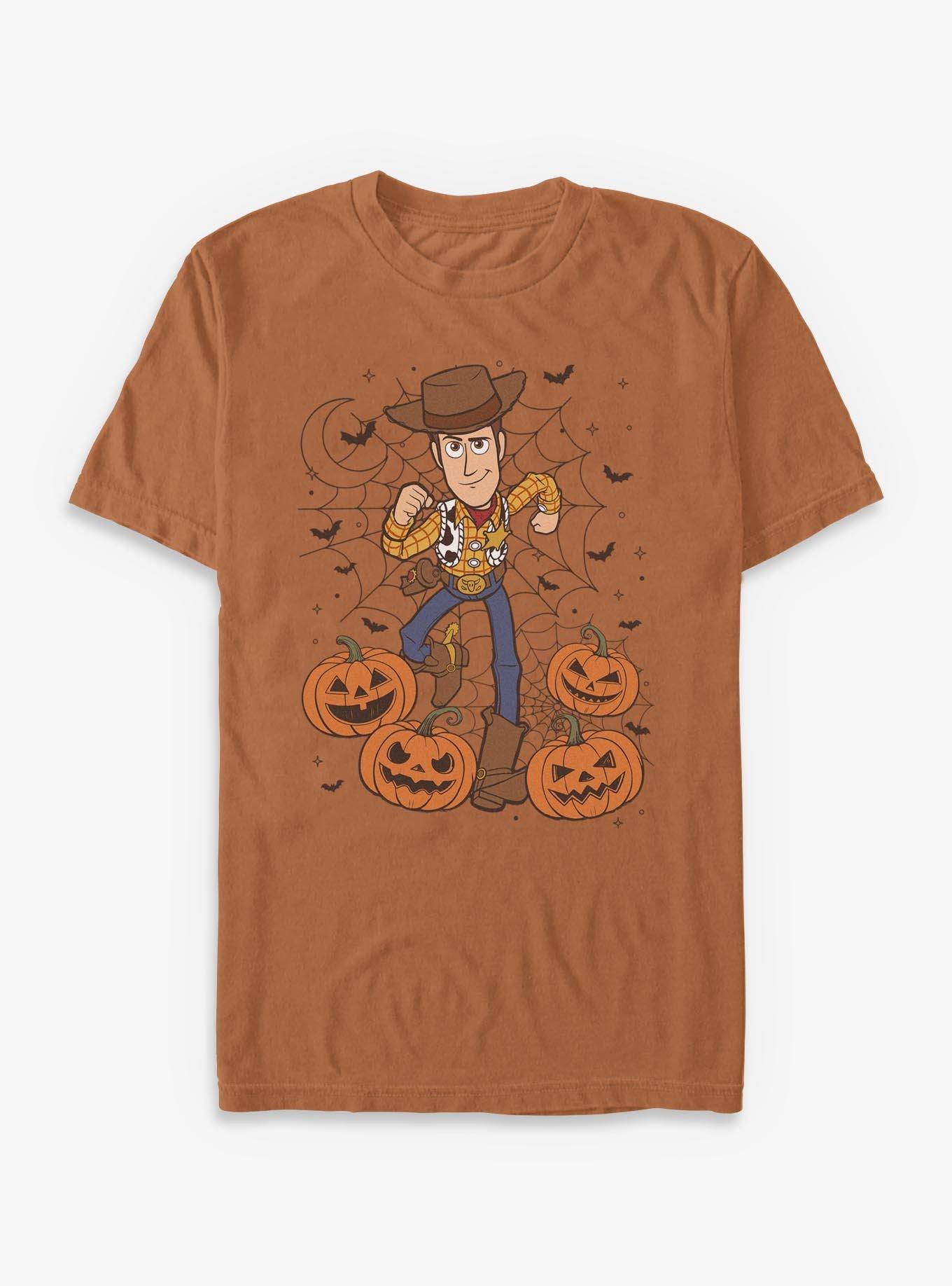 COMFORTCOLORS Disney Pixar Toy Story 4 Woody Pumpkin Webs Garment Dye T-Shirt