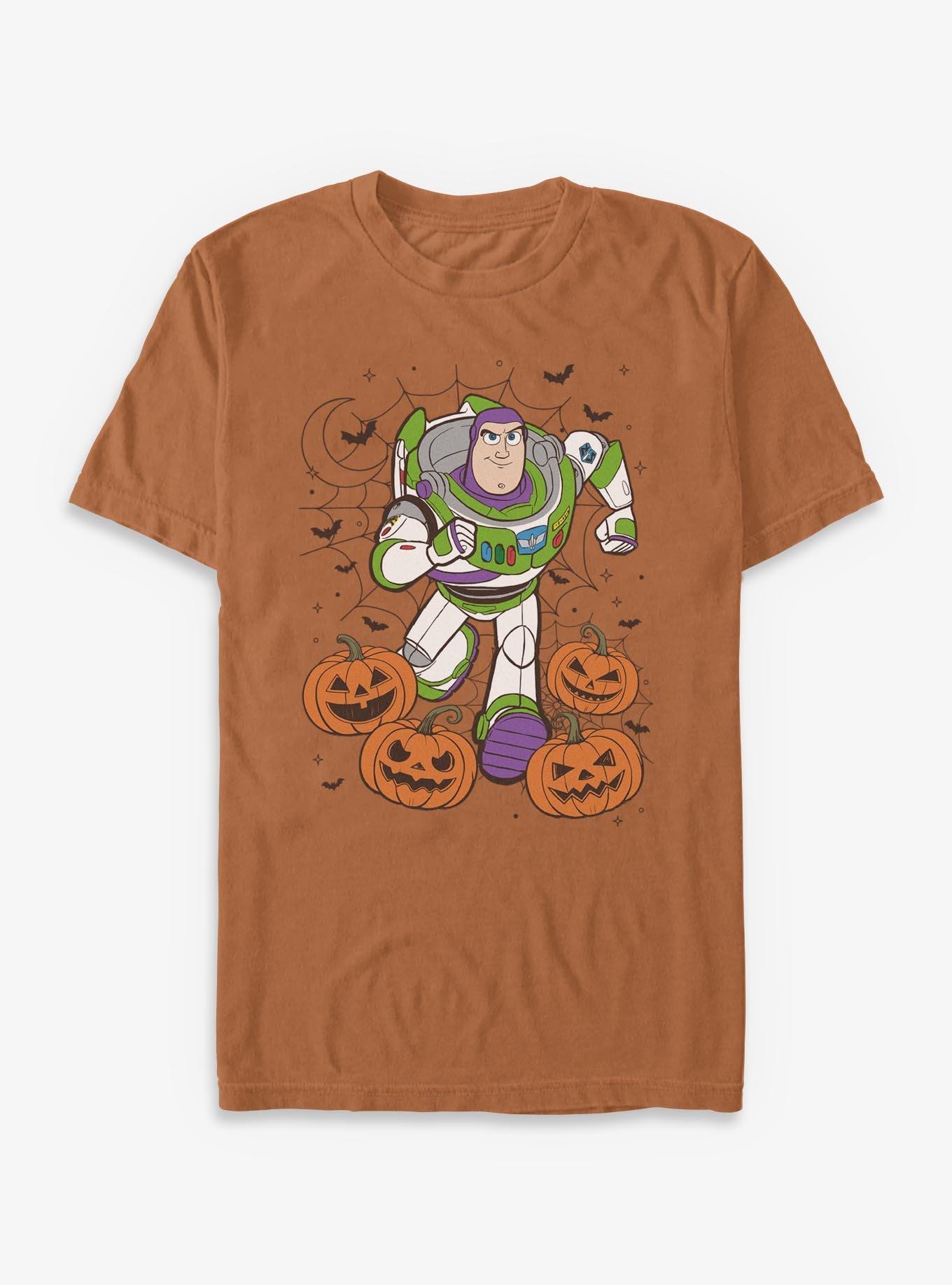 COMFORTCOLORS Disney Pixar Toy Story 4 Buzz Pumpkin Webs Garment Dye T-Shirt
