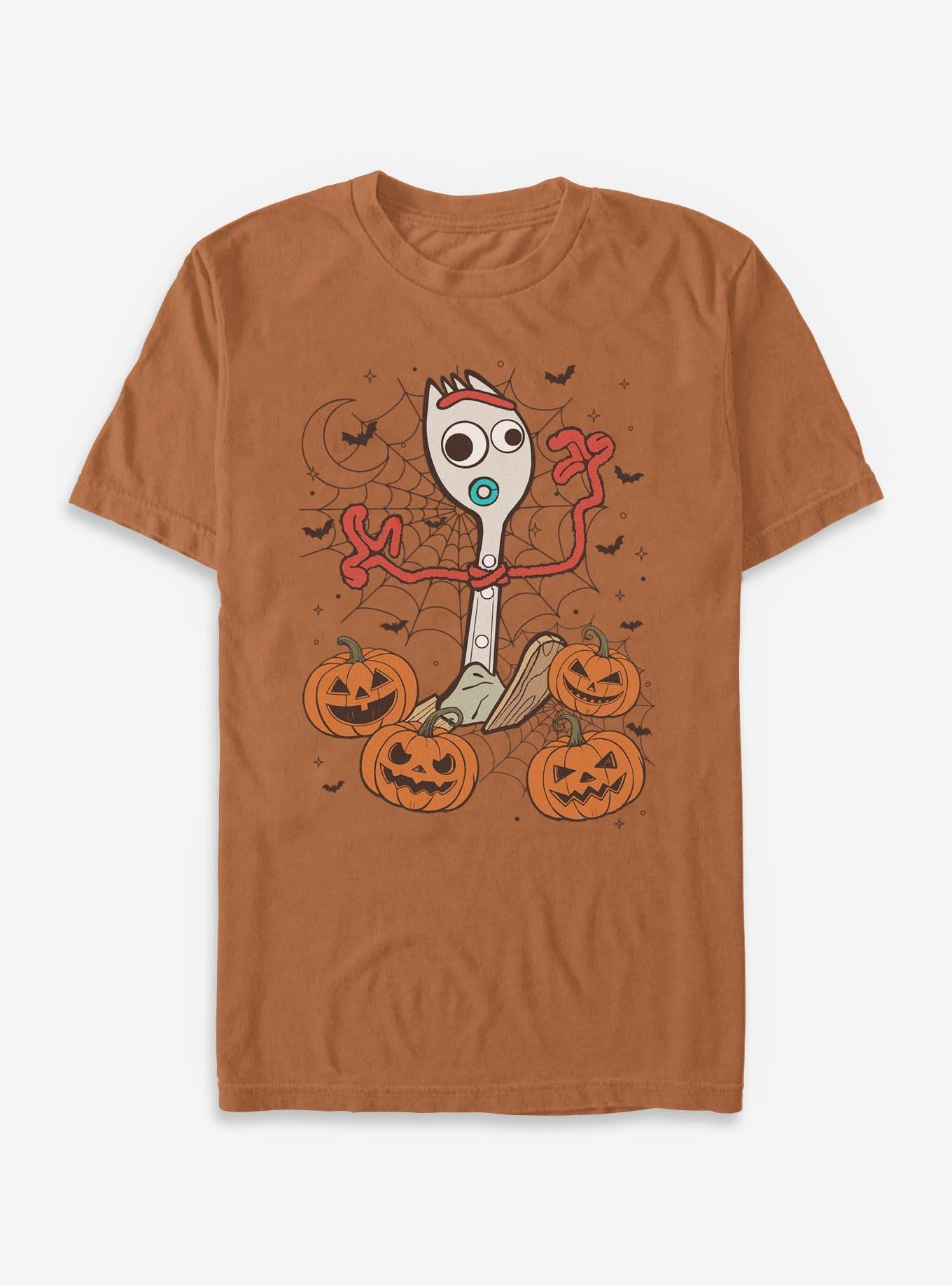 COMFORTCOLORS Disney Pixar Toy Story 4 Forky Pumpkin Webs Garment Dye T-Shirt