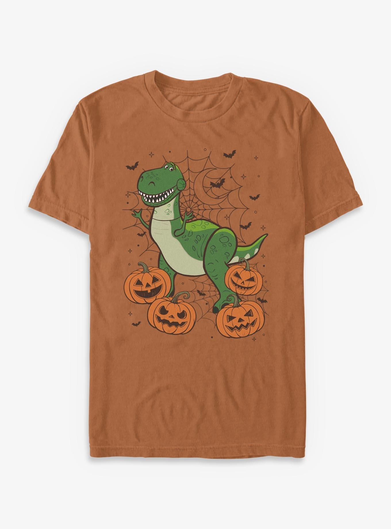 Disney Pixar Toy Story 4 Rex Pumpkin Webs Garment Dye T-Shirt, YAM, hi-res view 1