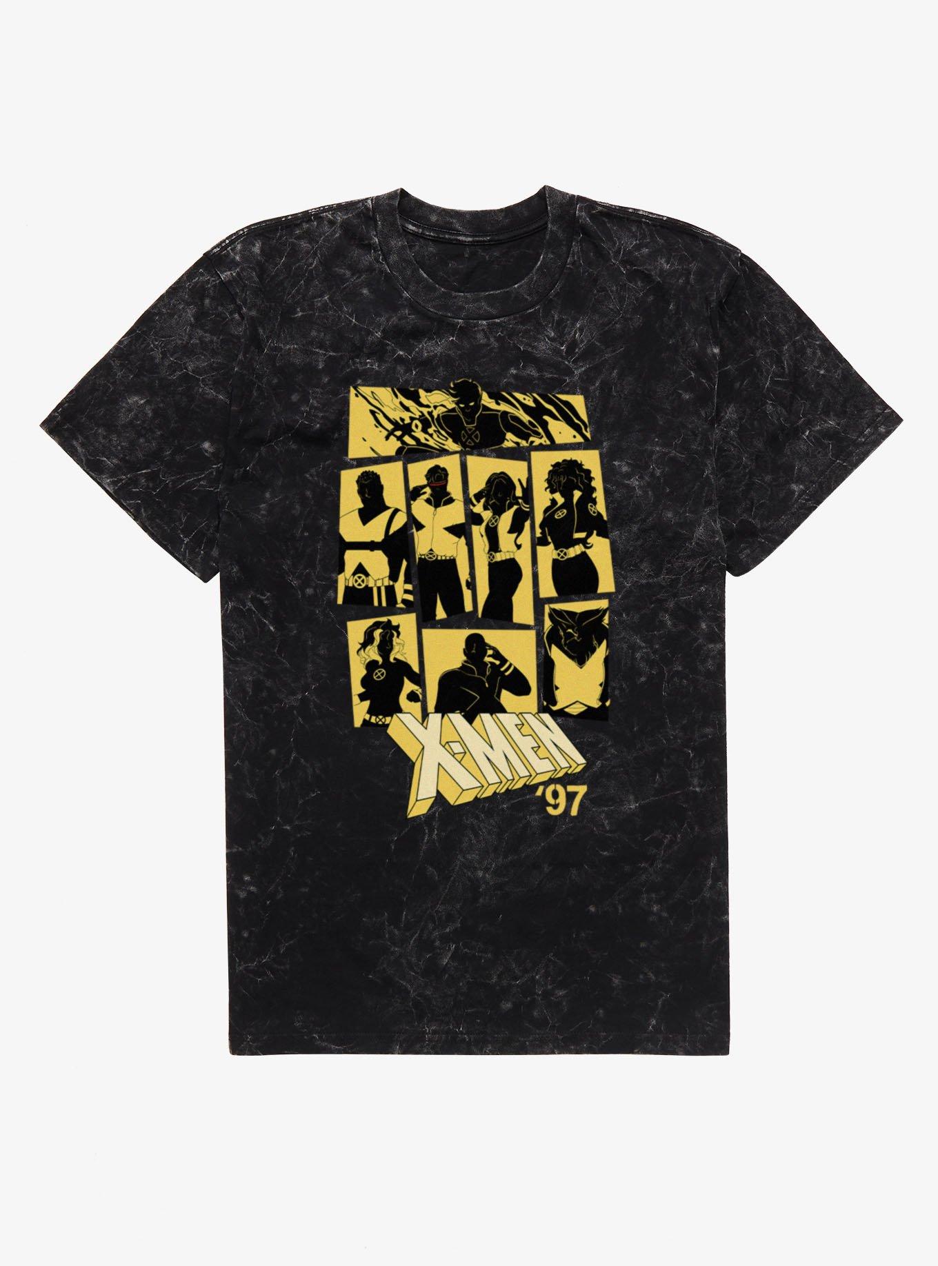 Marvel X-Men '97 Dark Silhouette Panels Mineral Wash T-Shirt