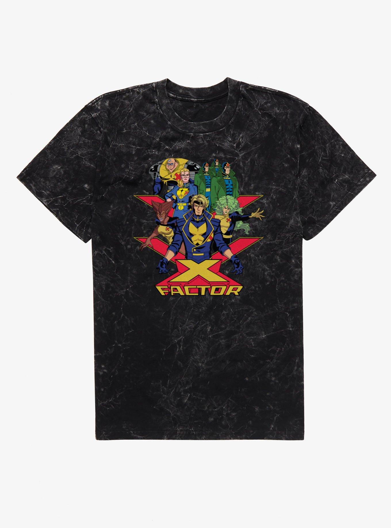 Marvel X-Men '97 Team X-Factor Group Shot Mineral Wash T-Shirt, BLACK MINERAL WASH, hi-res view 1