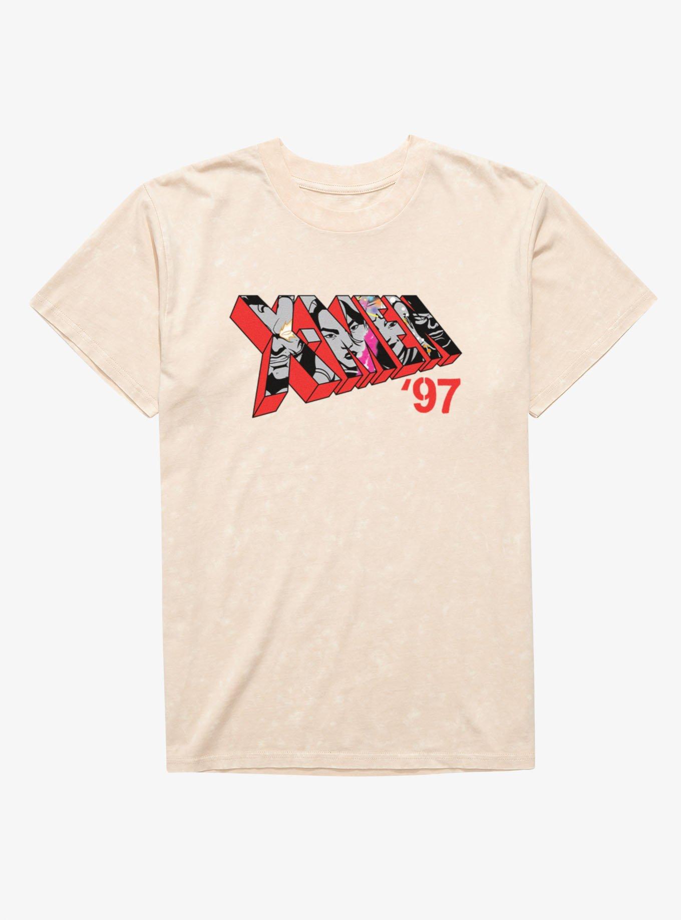 Marvel X-Men '97 Faces Red Title Logo Mineral Wash T-Shirt