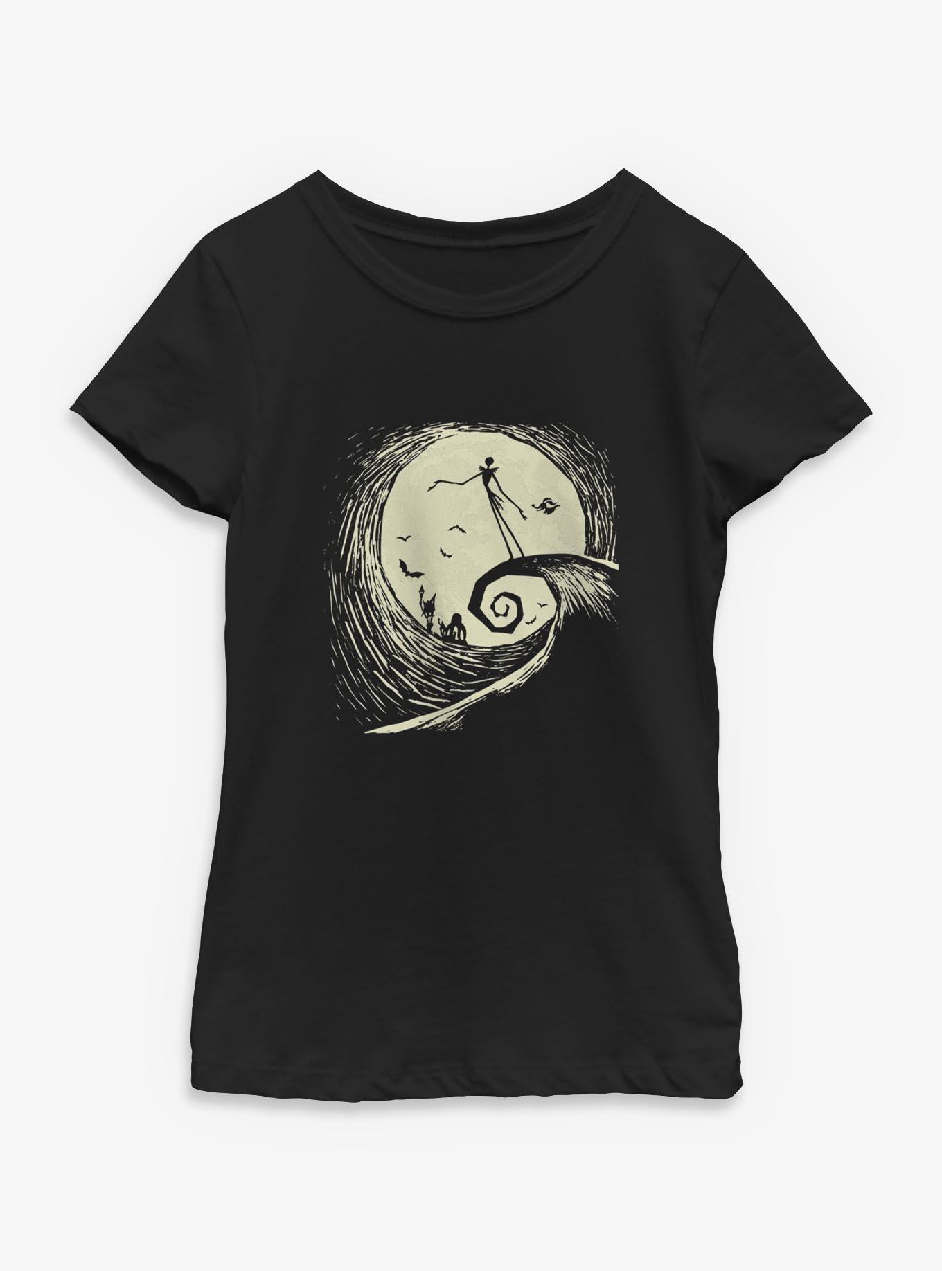 Disney The Nightmare Before Christmas Oogie Wave Jack Spiral Youth Girls T-Shirt