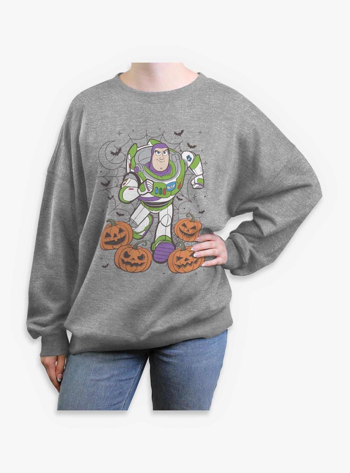 Disney Pixar Toy Story 4 Buzz Pumpkin Webs Womens Oversized Sweatshirt
