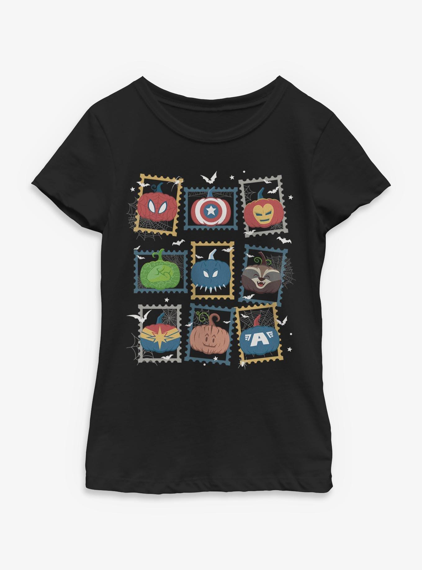 Marvel Pumpkin Heroes Stamps Youth Girls T-Shirt